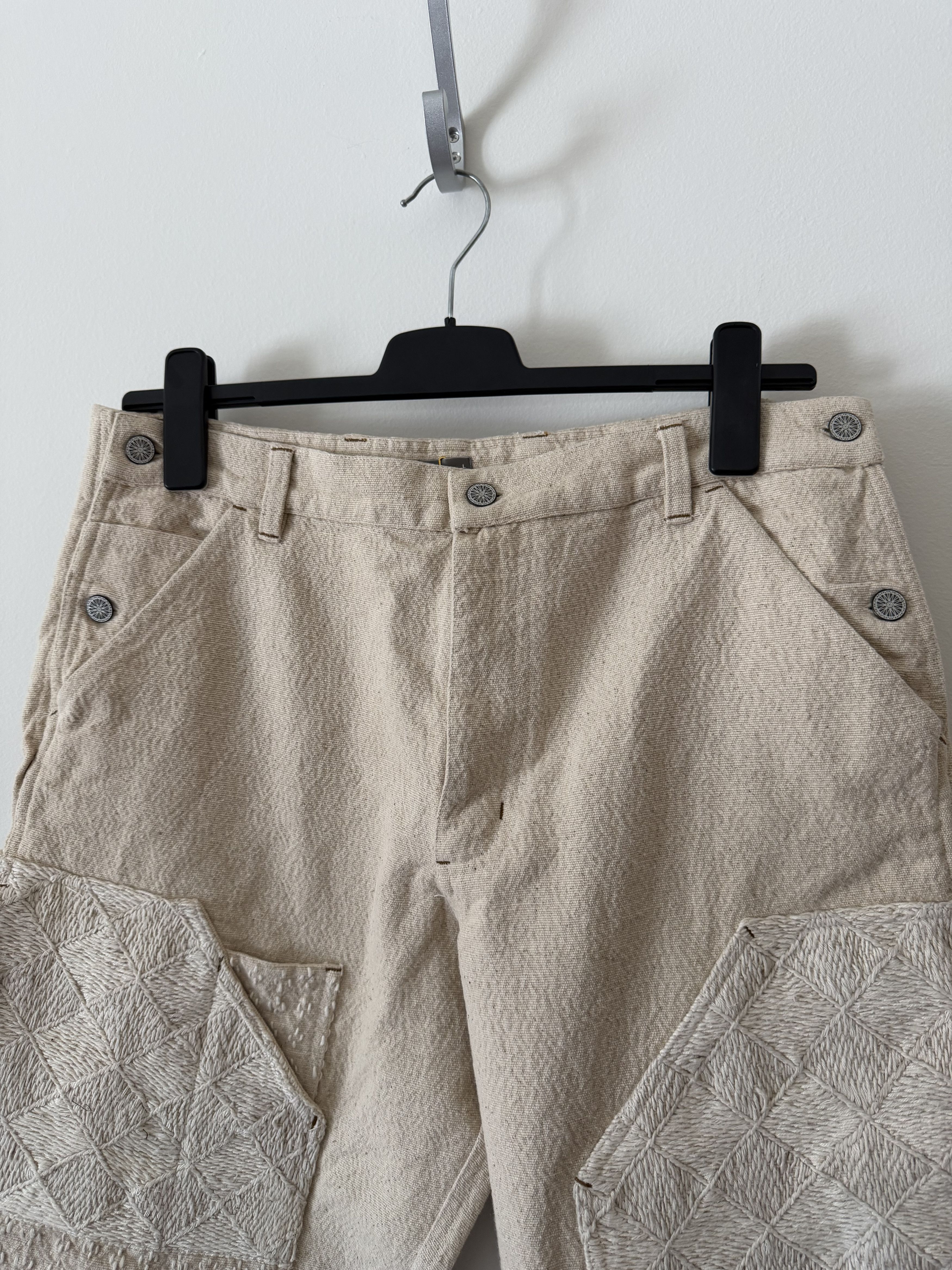 18 East 18 East Eli Hand Embroidered Double Knee Pants in Ecru White Size US 34 / EU 50 - 2 Thumbnail