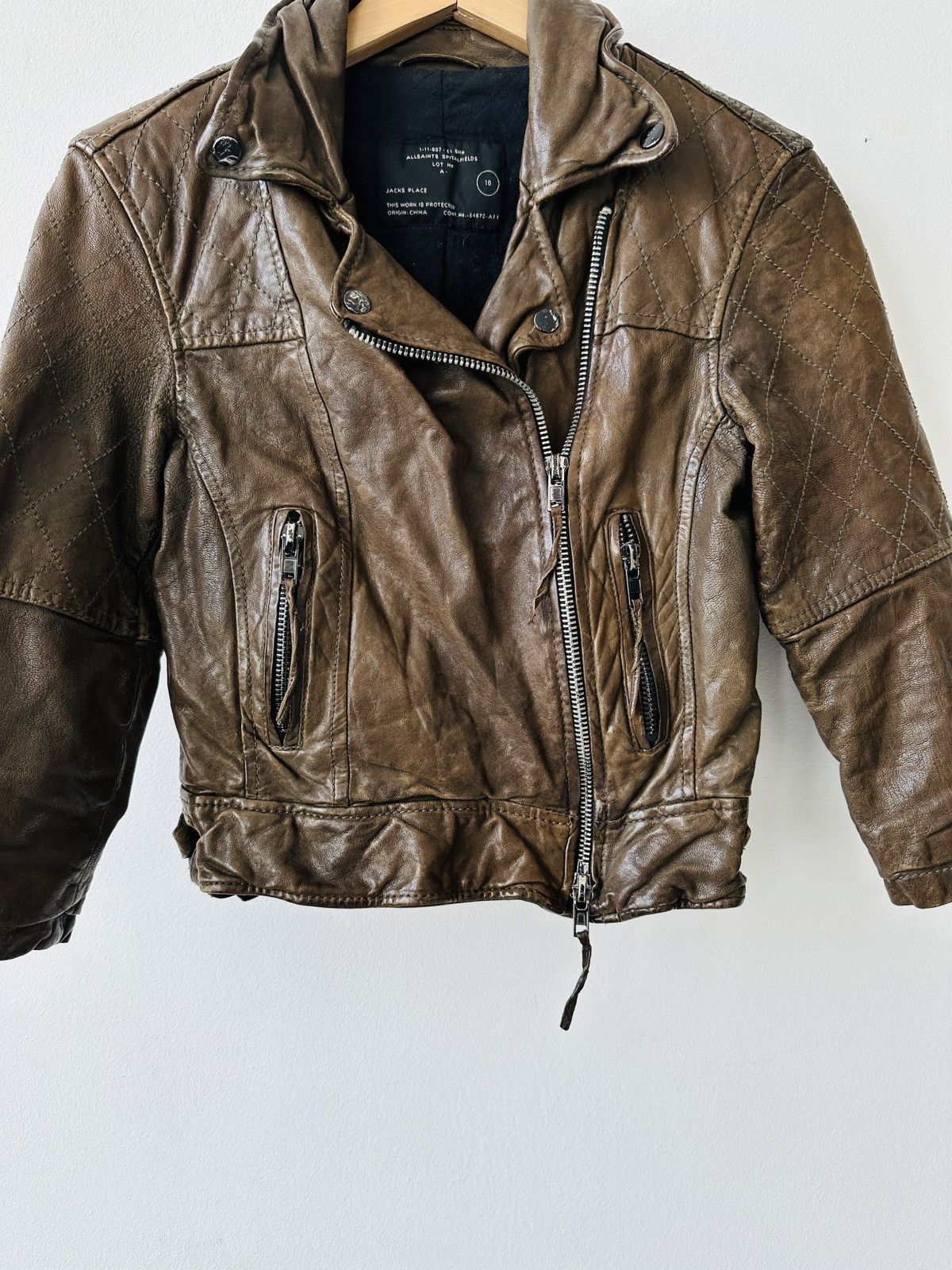Allsaints AllSaints Spitalfields Biker Leather Jacket Brown - Size 10 Size M / US 6-8 / IT 42-44 - 4 Thumbnail