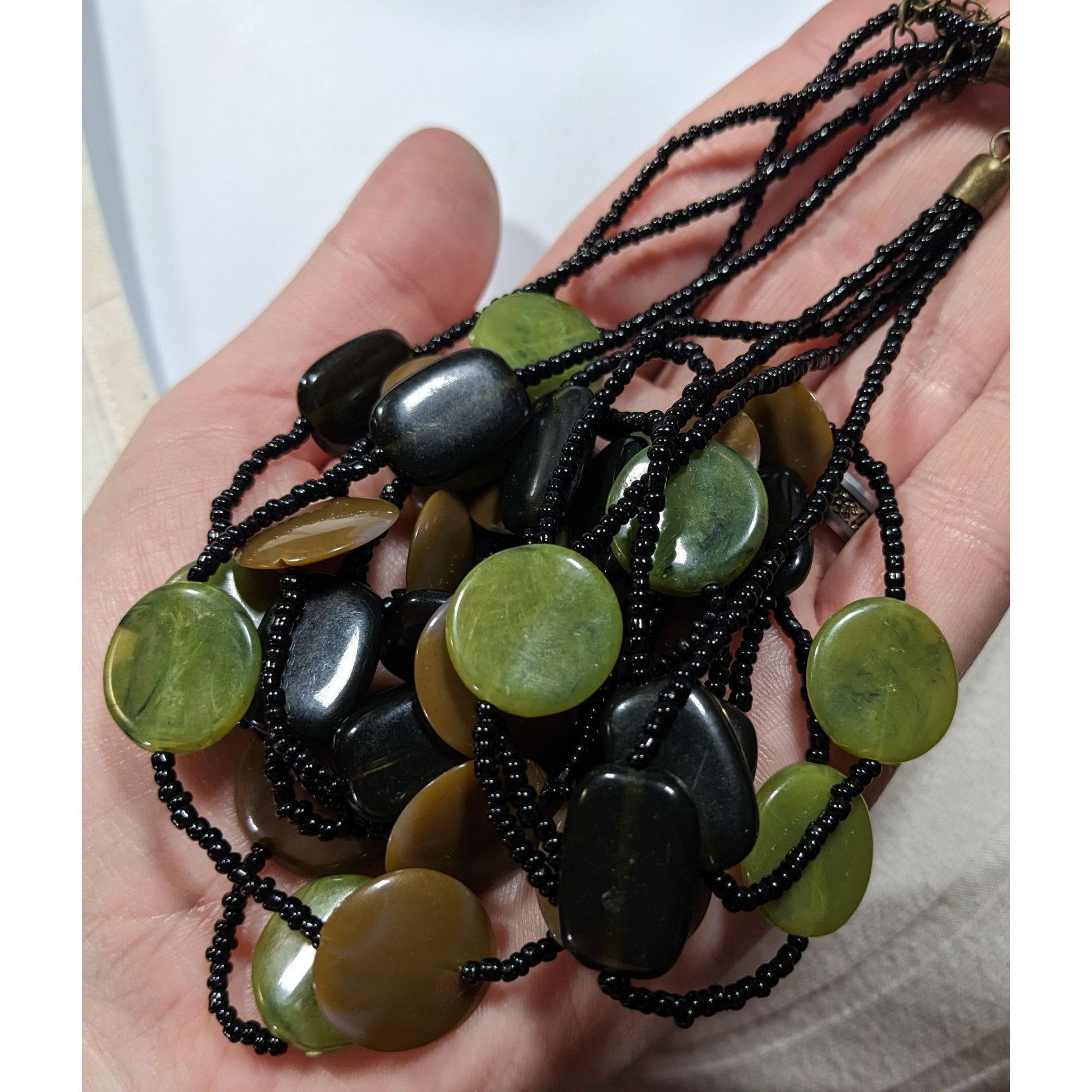 Other Retro Brown And Green Disc Beaded Layered Necklace Size ONE SIZE - 3 Thumbnail