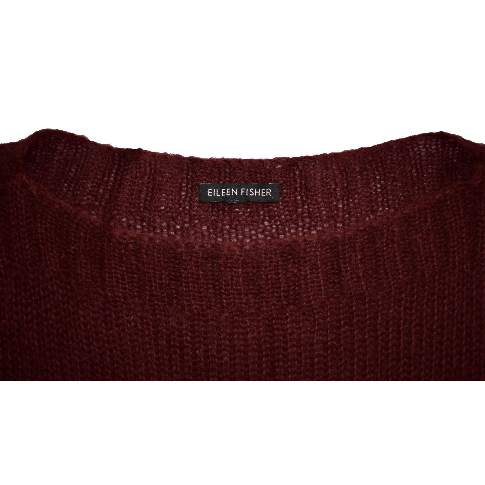 Eileen Fisher EILEEN FISHER Burgundy Mohair Boat Neck Knit Sweater Size S Size S / US 4 / IT 40 - 4 Thumbnail