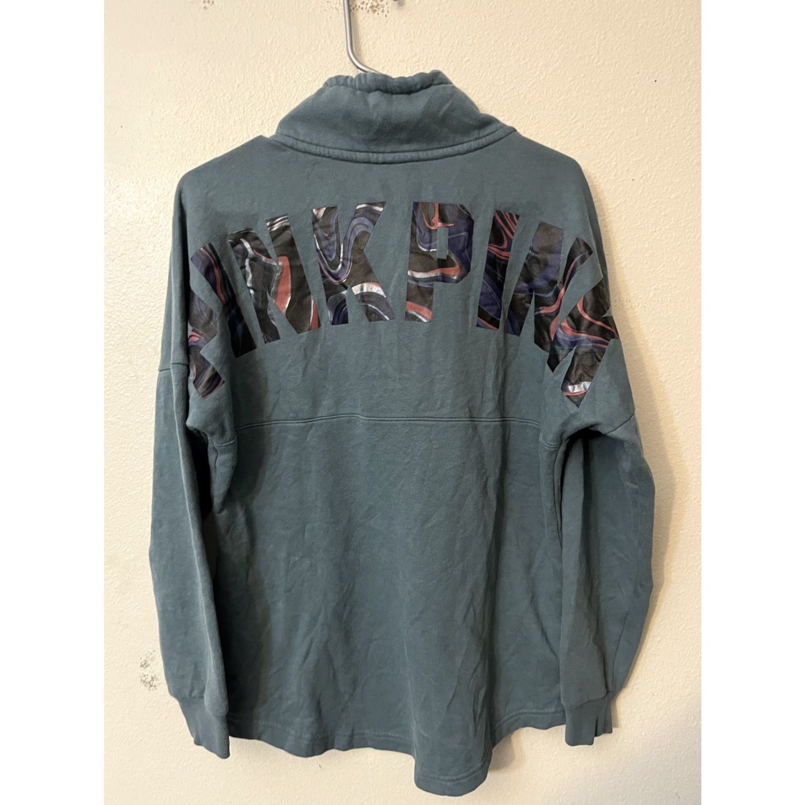 Pinko PINK Victoria's Secret Sweatshirt Women XS Logo 1/4 Zip Pullover Mock Neck Long Sleeve Black Fleece Activewear Casual Size XS / US 0-2 / IT 36-38 - 2 Thumbnail