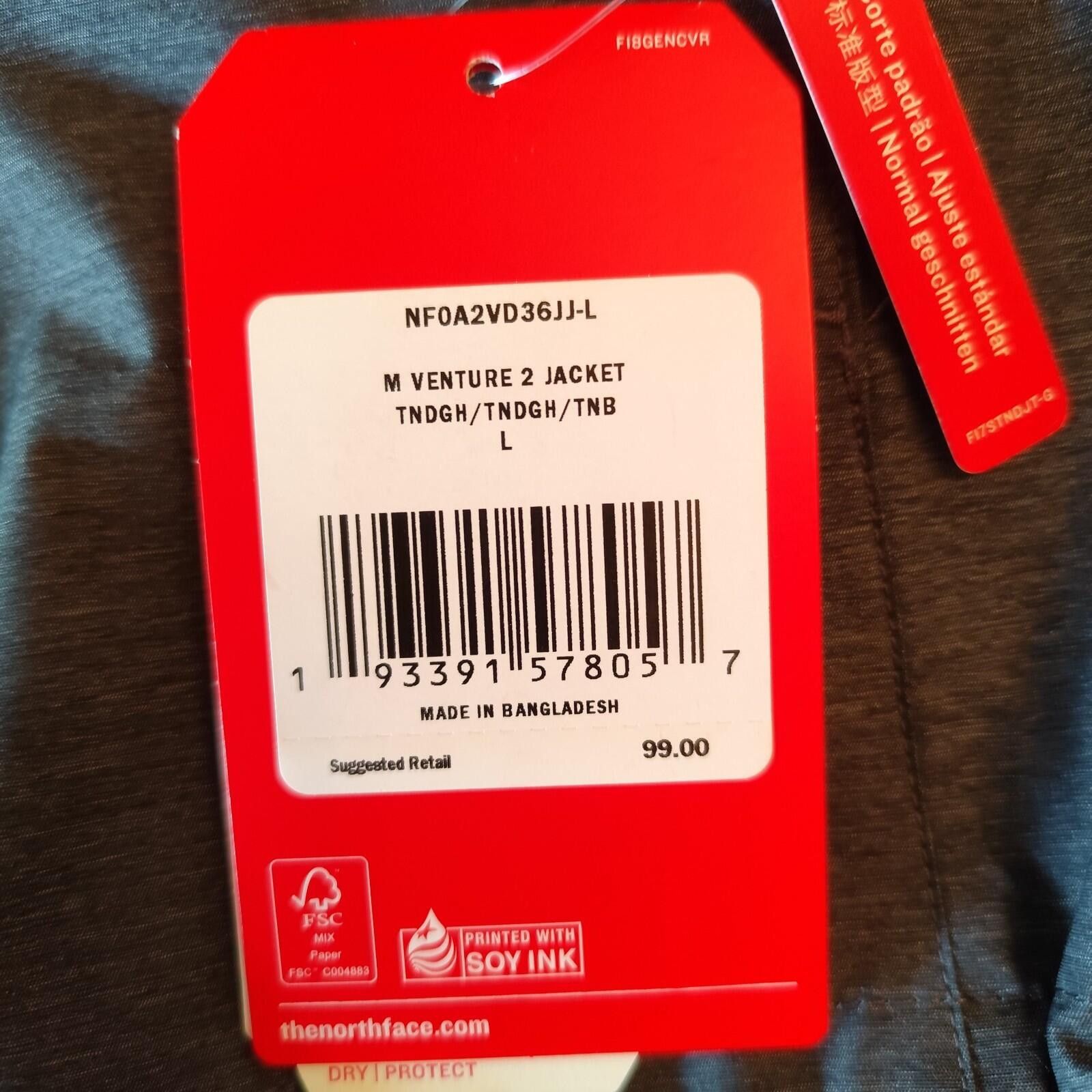 The North Face North Face Venture 2 Full Zip Hooded Rain Jacket Size L Size US L / EU 52-54 / 3 - 12 Thumbnail