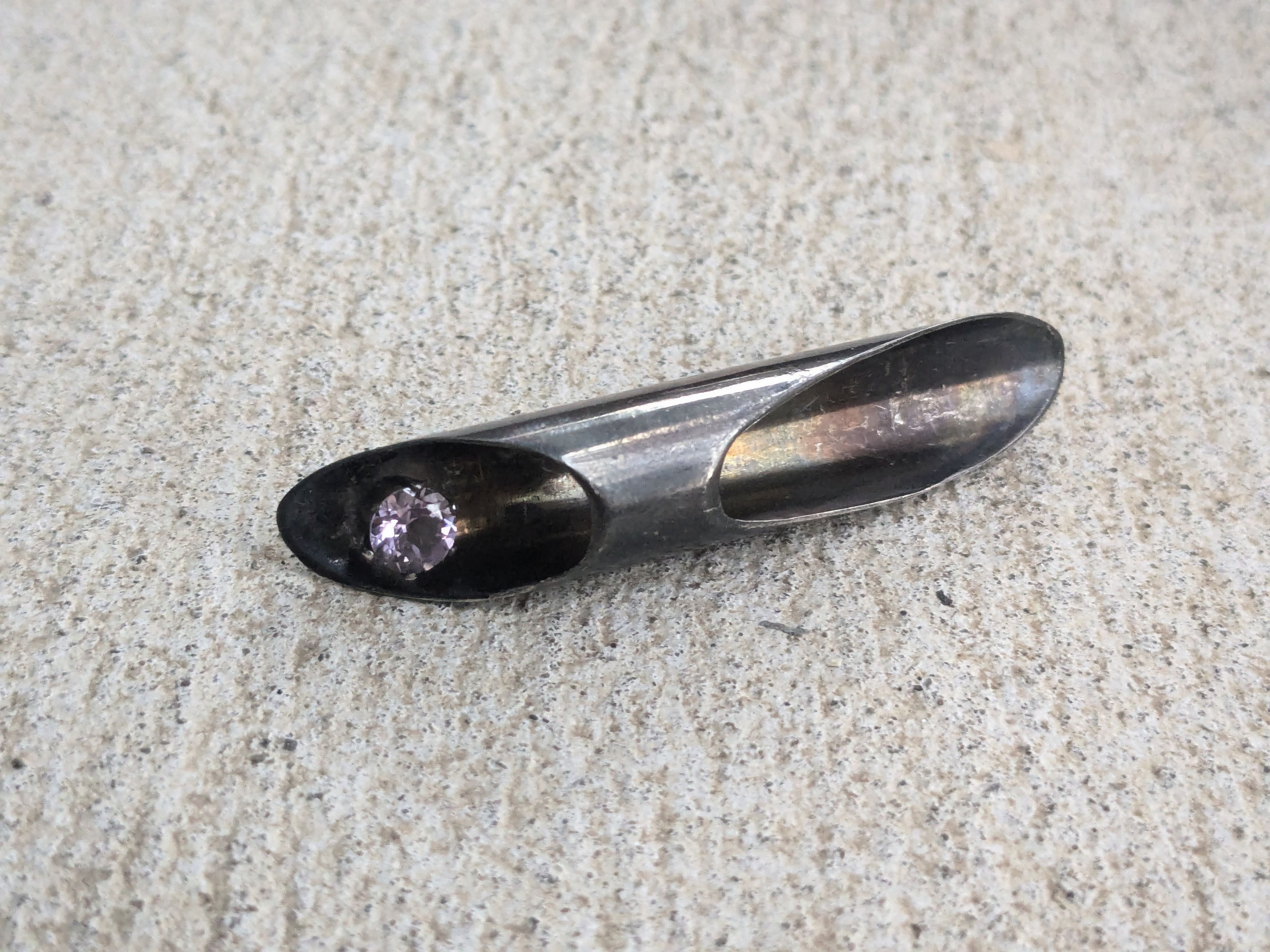 Jewelry × Vintage Vintage Sterling Silver Pin Purple Modern Abstract MCM Size ONE SIZE - 6 Thumbnail