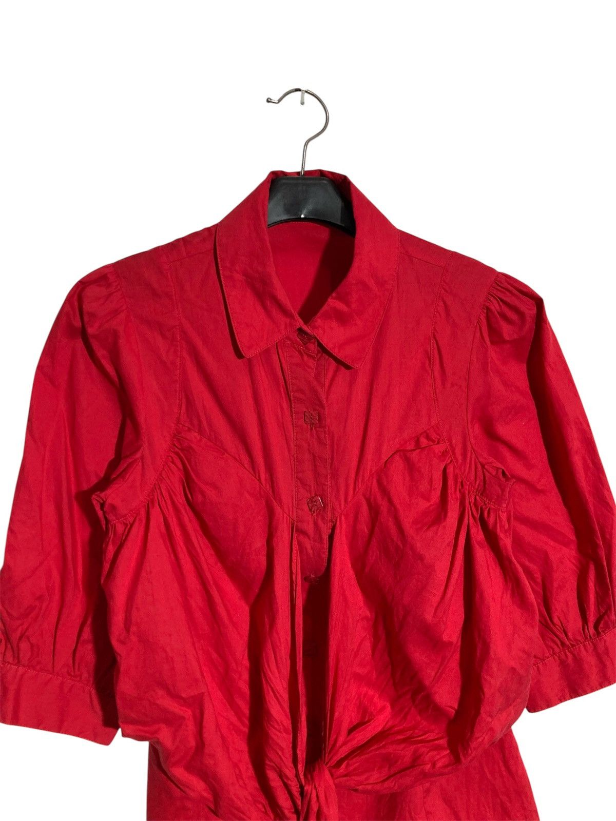 Kenzo 🇫🇷 Vintage Kenzo Blouse Top Women With Tie Front Red Luxury Size S / US 4 / IT 40 - 3 Thumbnail