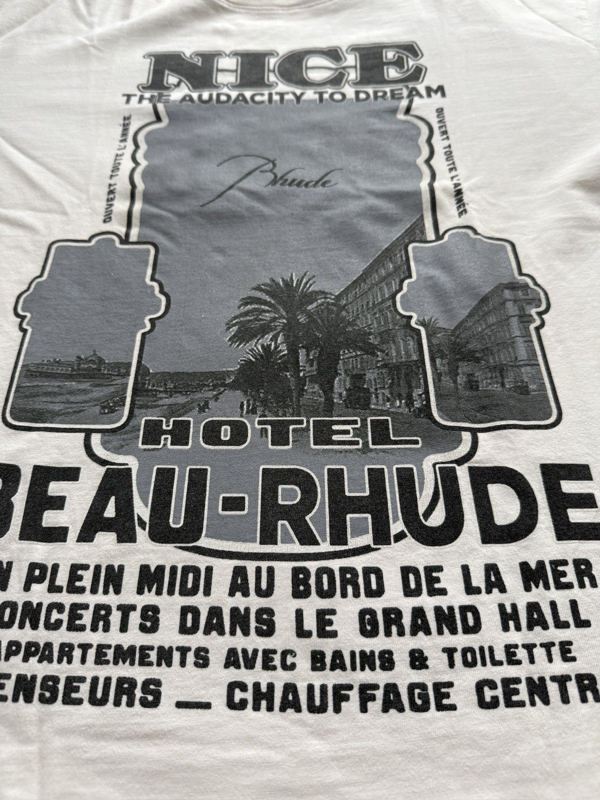 Rhude Rhude ‘Hotel Beau Rhude’ Cream T-Shirt Size US L / EU 52-54 / 3 - 2 Thumbnail