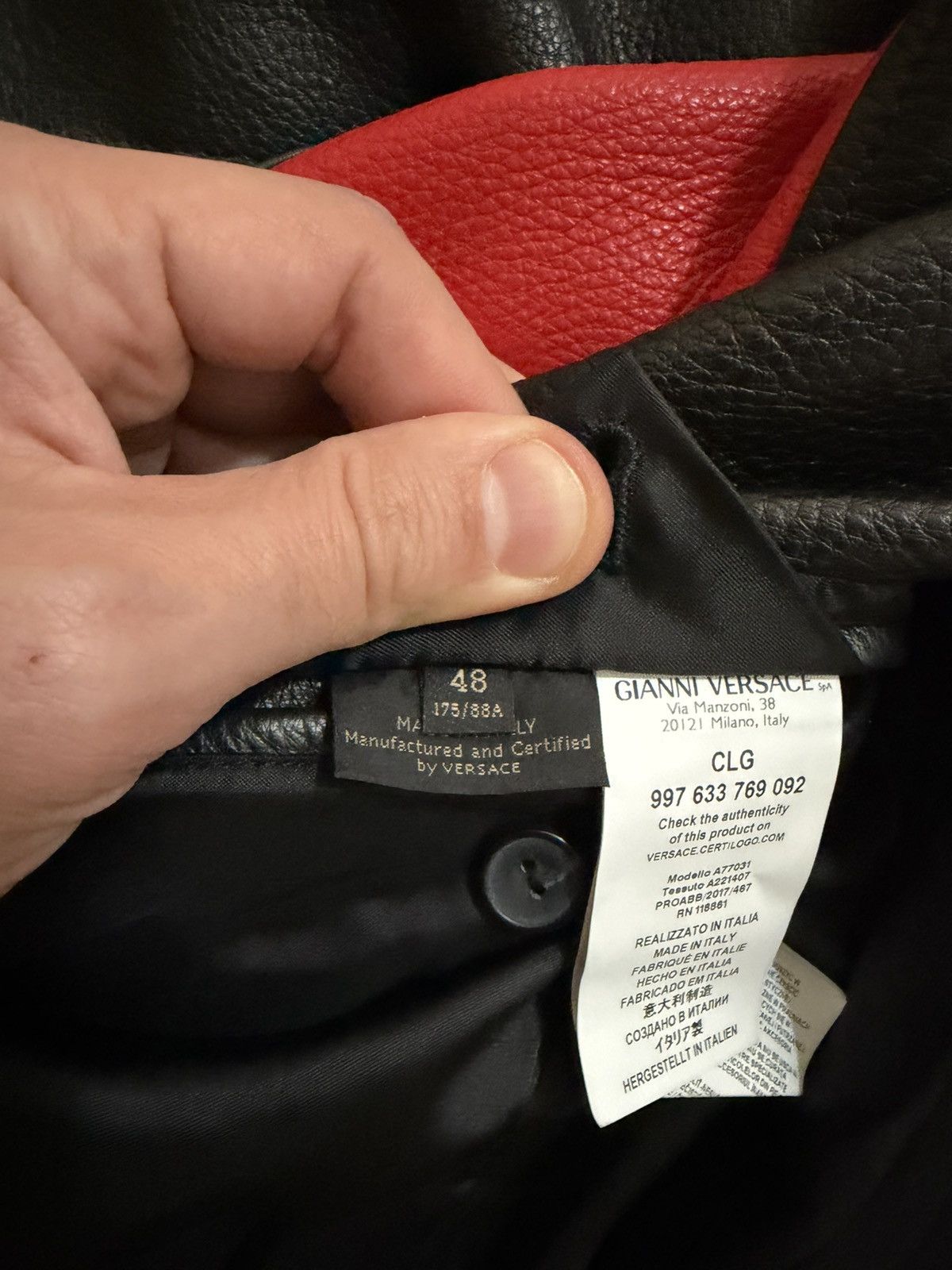 Versace Versace Calf Leather Colorblock Pattern Jacket size 48 $6500 Size US M / EU 48-50 / 2 - 9 Thumbnail