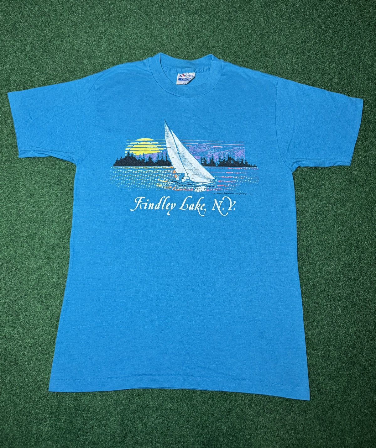 Vintage Vintage Findley Lake New York Sail Boat Retro 90s T Shirt Size US M / EU 48-50 / 2 - 1 Thumbnail
