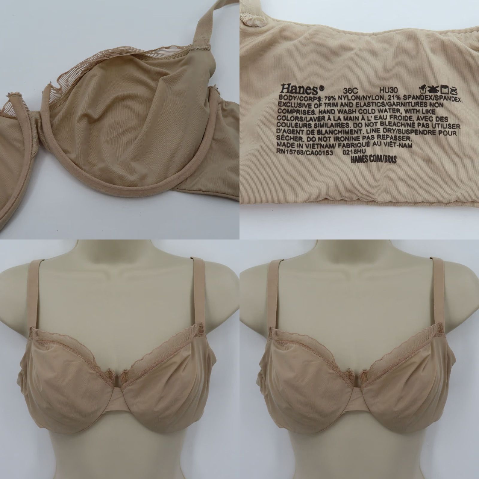 Hanes Hanes Bra 36C Beige Silk y? Wait. Size ONE SIZE - 8 Thumbnail