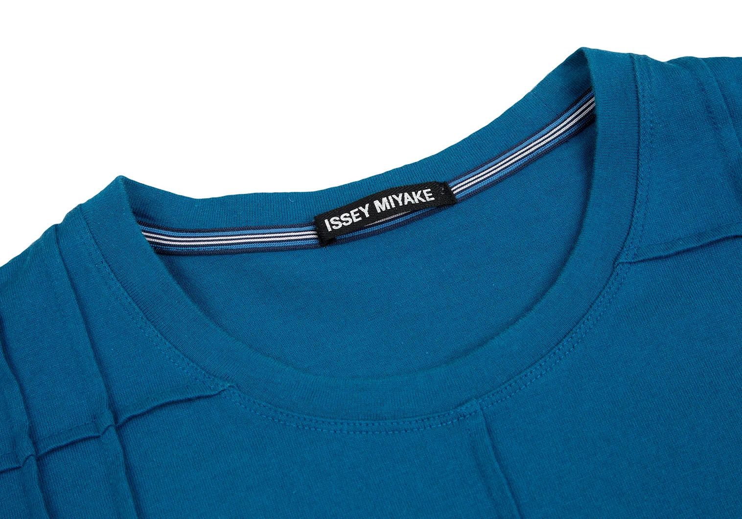 Issey Miyake Front-Grid Pintucked T-Shirt in Blue 4 Size US XL / EU 56 / 4 - 3 Thumbnail