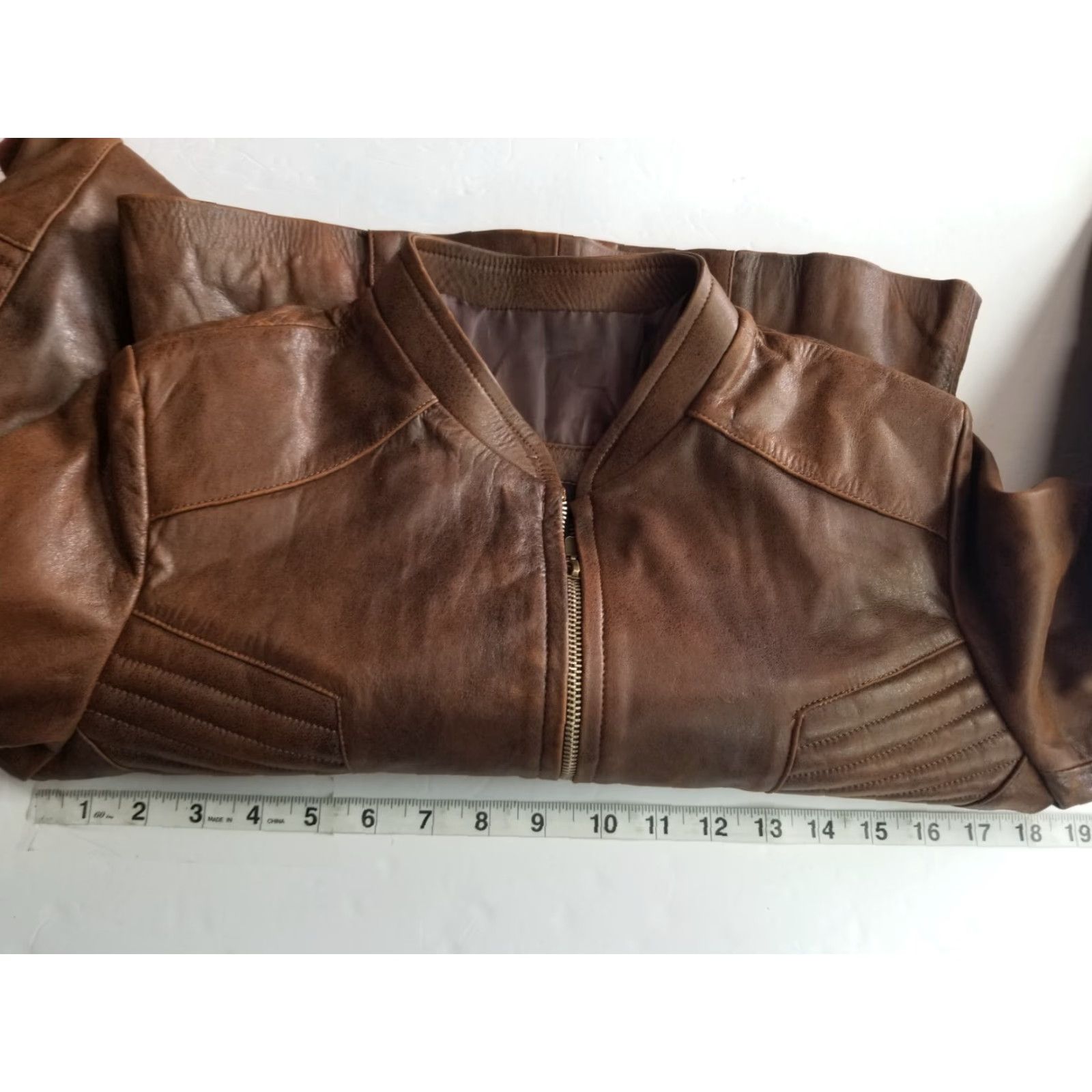 Vintage Lions Lifes Adventures Jacket Moto Womens Medium Leather Brown Zip Up Size M / US 6-8 / IT 42-44 - 3 Thumbnail