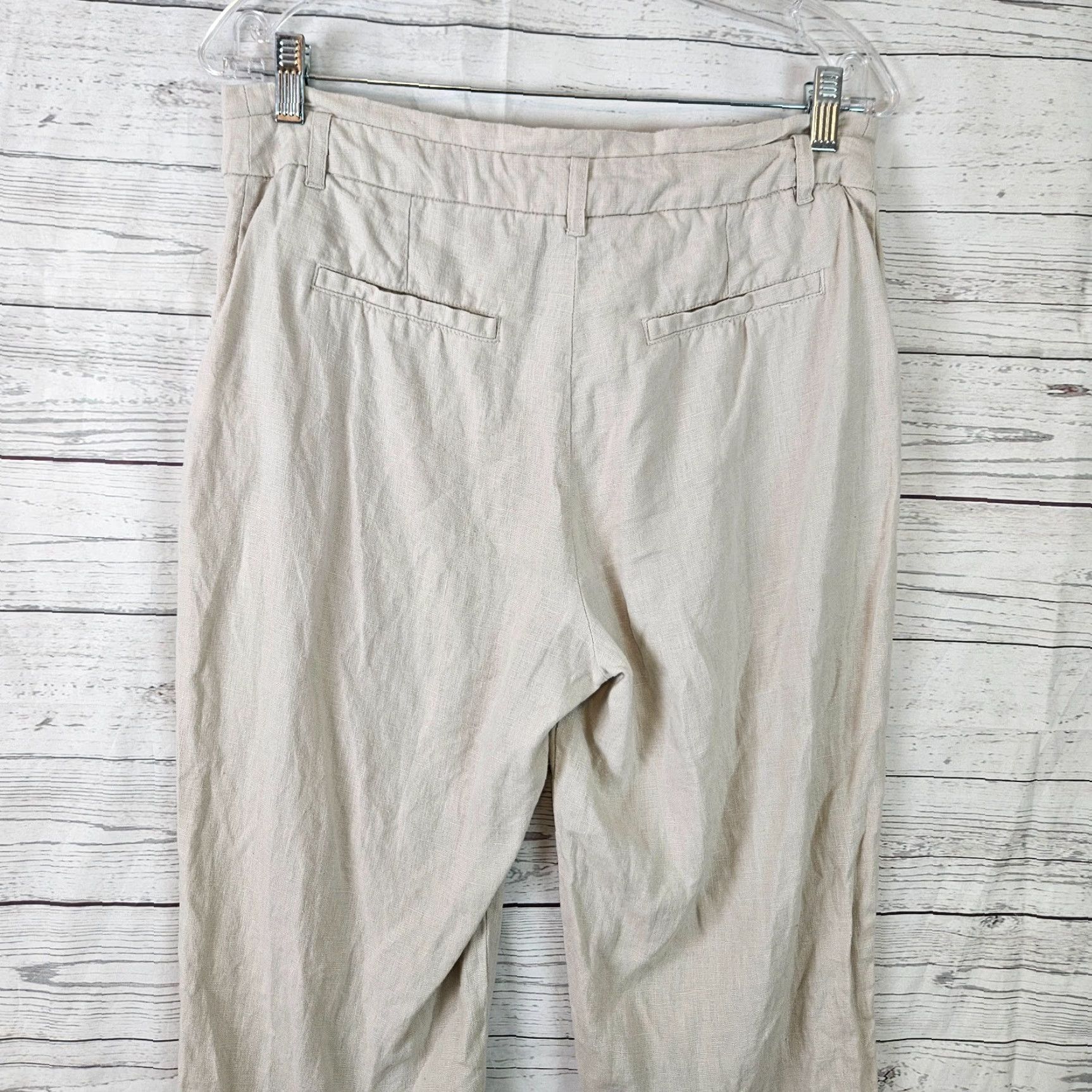 Vintage Caroll Paris Womens Linen Cropped Pants 38 Beige High Rise Cropped Linen Pants Womens 38 Beige Caroll Paris Size 26" / US 2 / IT 38 - 4 Thumbnail