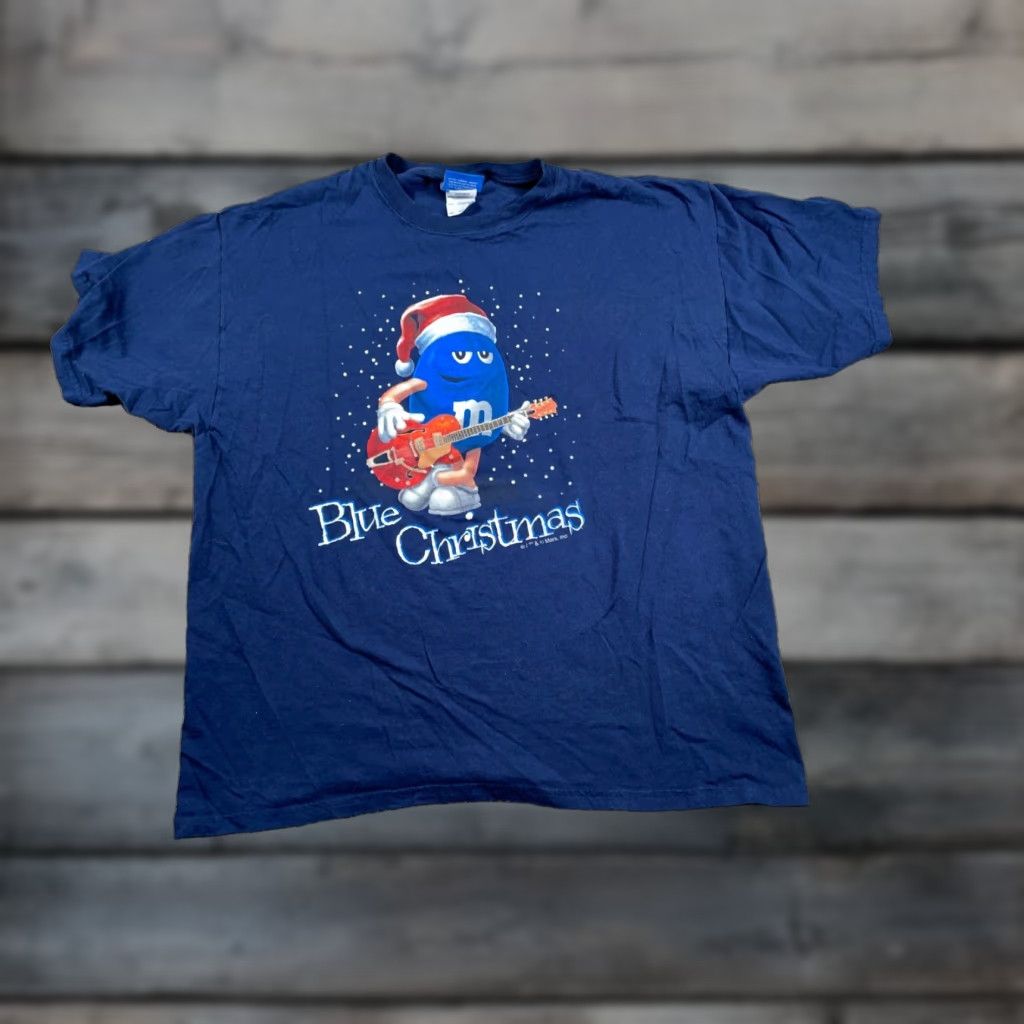 Vintage VINTAGE M&M's Blue Christmas T-Shirt Men 2XL Crew Neck Short Sleeve Holiday Retro Santa Clause Logo Graphic Print Cotton Jersey Size US XXL / EU 58 / 5 - 1 Thumbnail