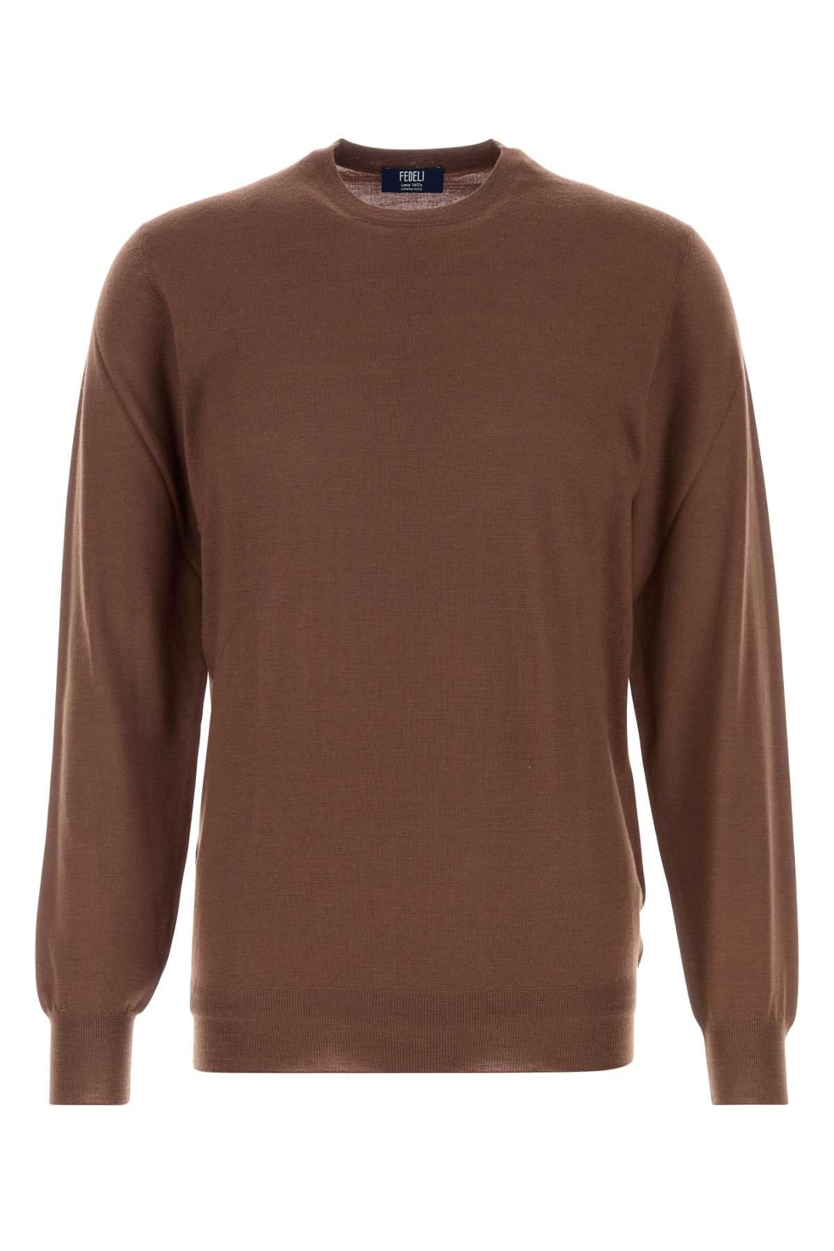 Fedeli Brown Wool Sweater Size US L / EU 52-54 / 3 - 1 Thumbnail