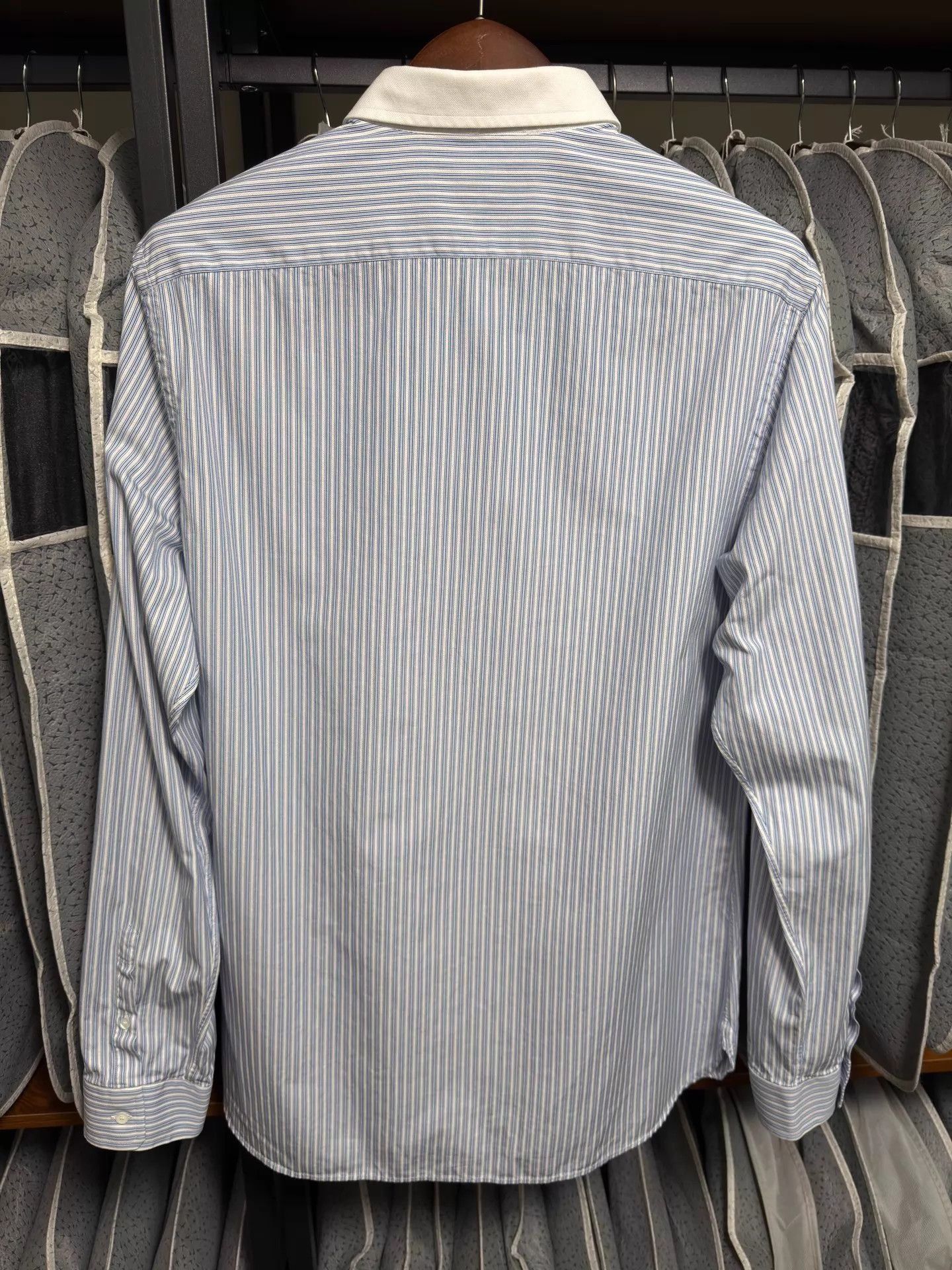 Burberry Striped Long Sleeve Button-Up Shirt with Contrast Collar Size US XXS / EU 40 - 2 Thumbnail