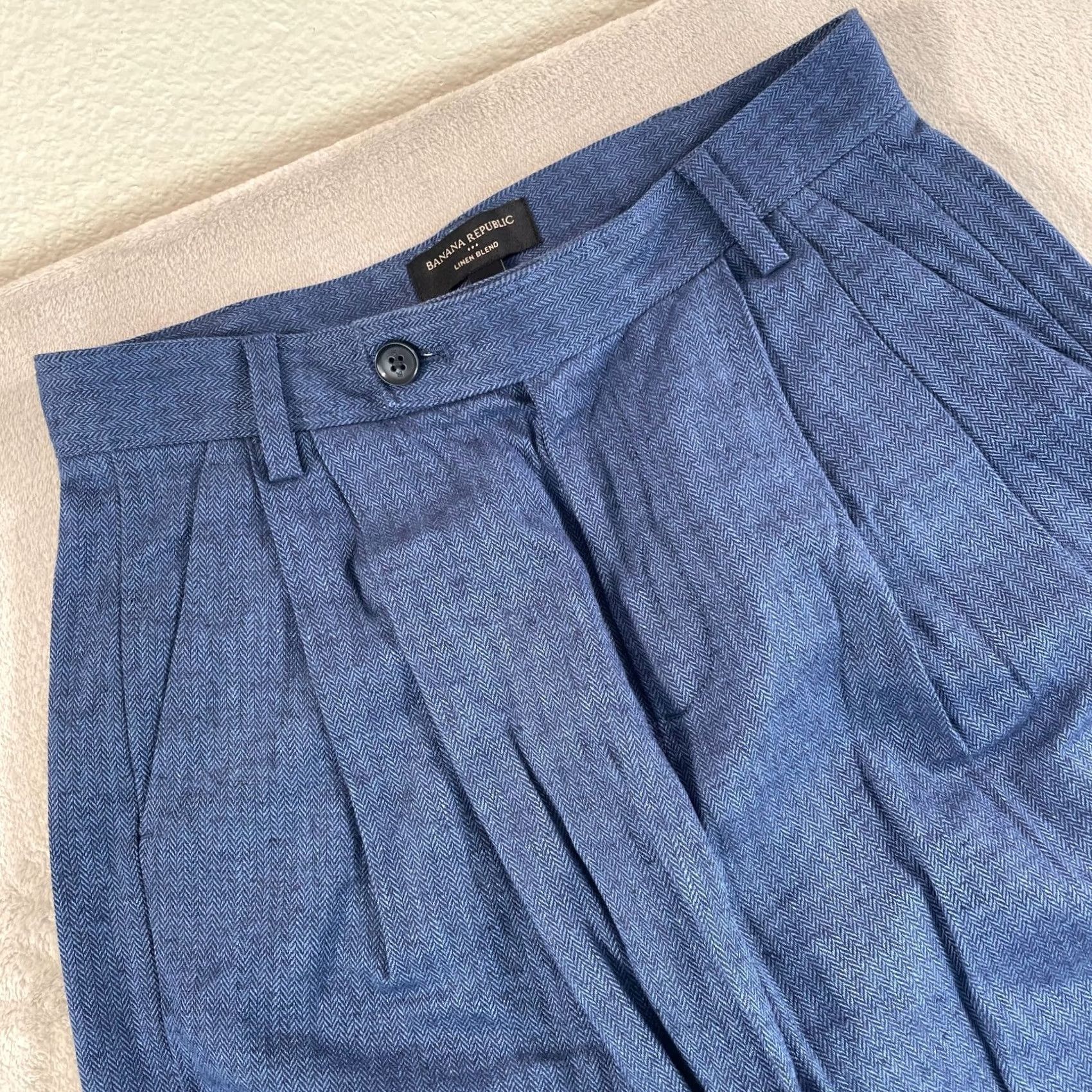 Banana Republic Banana Republic Linen-Blend Wide-Leg Pleated Trouser Women 4 Blue NWOT 00 Size 27" / US 4 / IT 40 - 3 Thumbnail