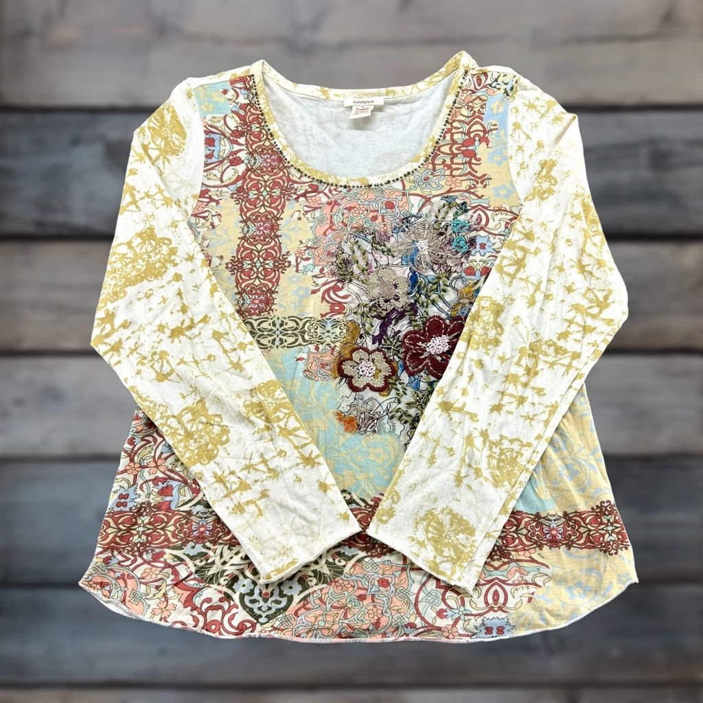 Vintage VINTAGE Sundance Shirt Womens M Yellow Red Floral Embroidered Butterfly Boho Casual Size M / US 6-8 / IT 42-44 - 1 Thumbnail