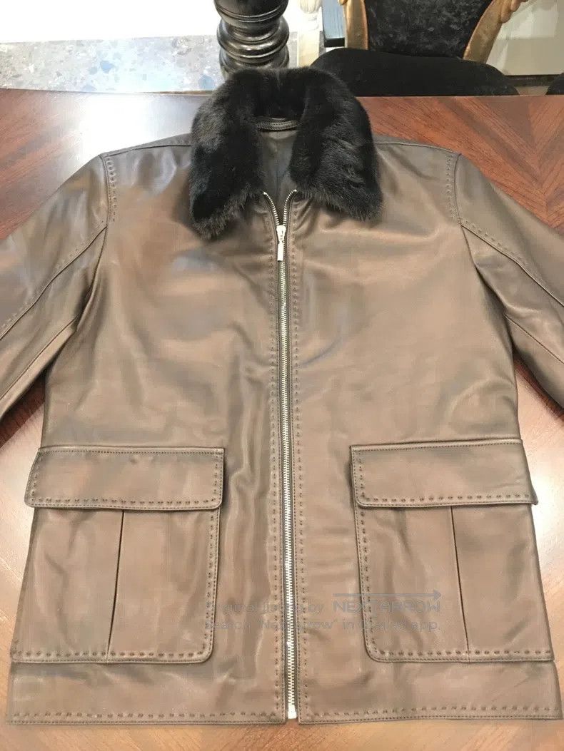 Brioni Brioni Mink collar leather jacket Size US M / EU 48-50 / 2 - 3 Thumbnail