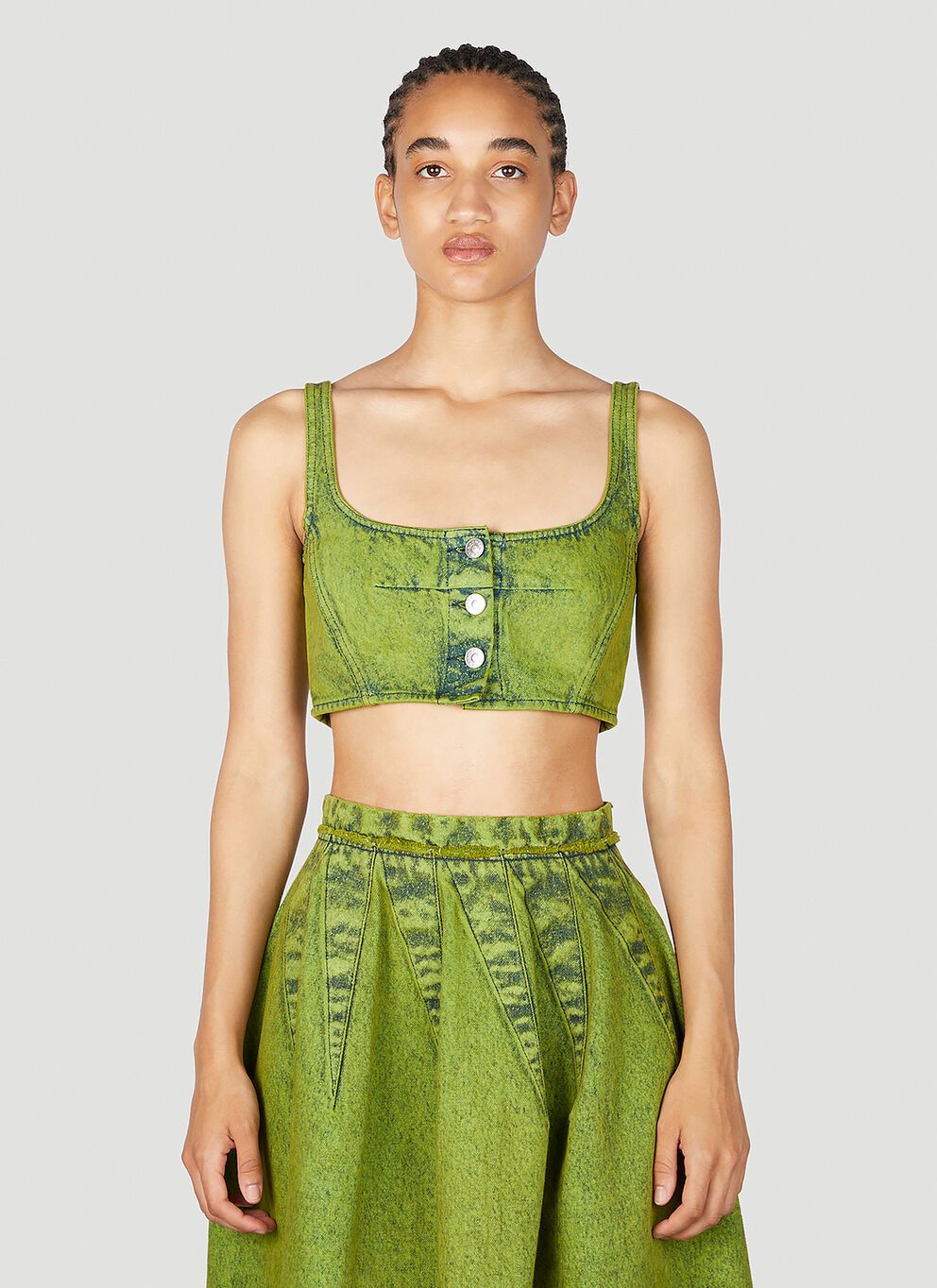image of Marni Denim Crop Top in Green, Women's (Size Small)