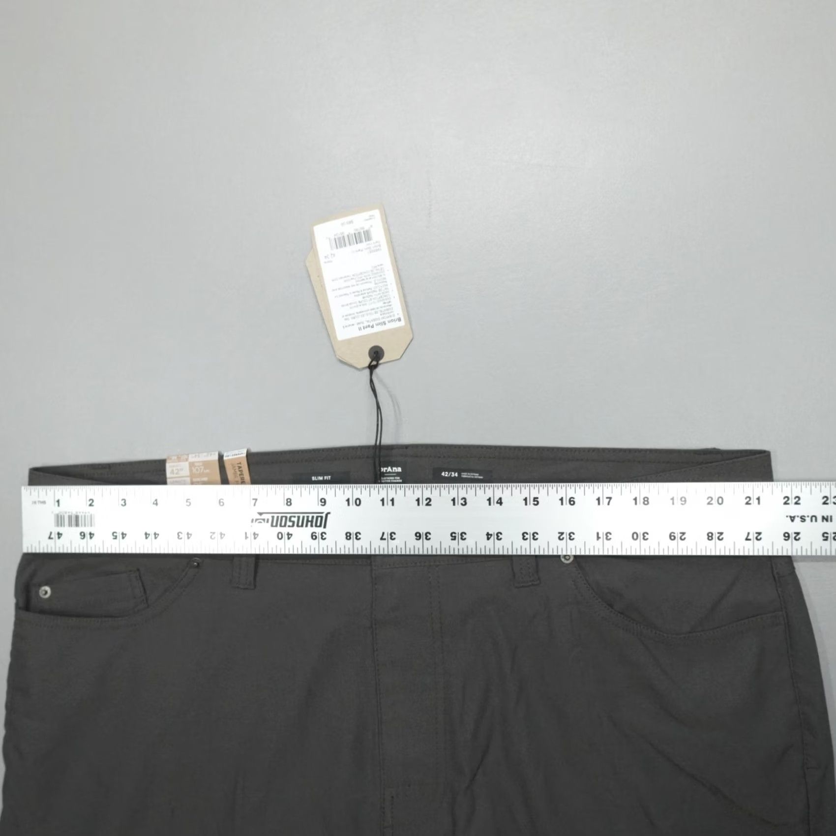 Prana prAna Brion Stretch Slim Fit Tapered Leg Pants II 42x34 Dark Iron DWR Mens Pants Size US 42 / EU 58 - 4 Thumbnail