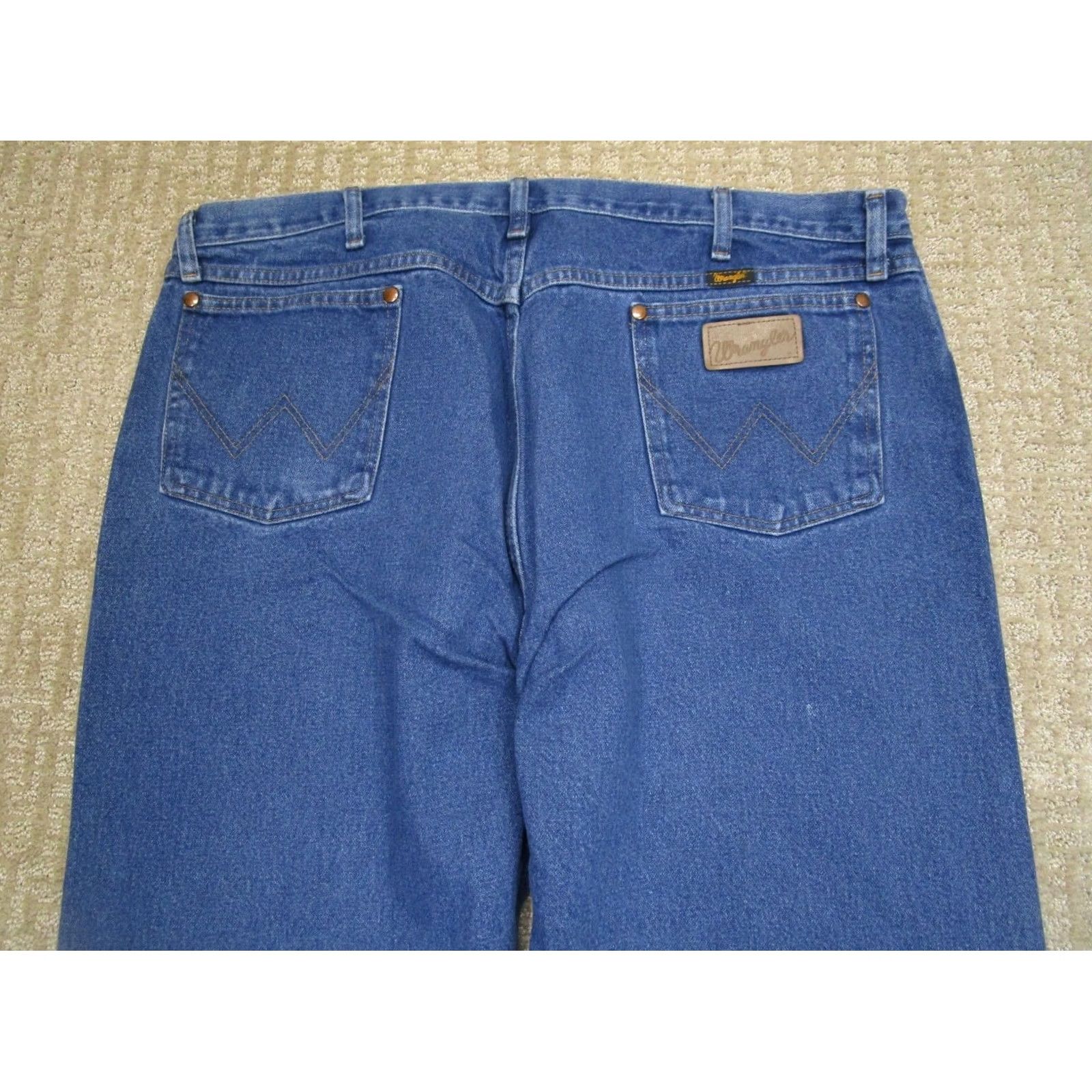 Wrangler Wrangler Jeans Mens 42x32 Light Wash Original Fit Cowboy Cut Denim 5-Pocket Logo Jeans Cowboy Cut Regular Fit Blue Pants Size US 42 / EU 58 - 4 Thumbnail