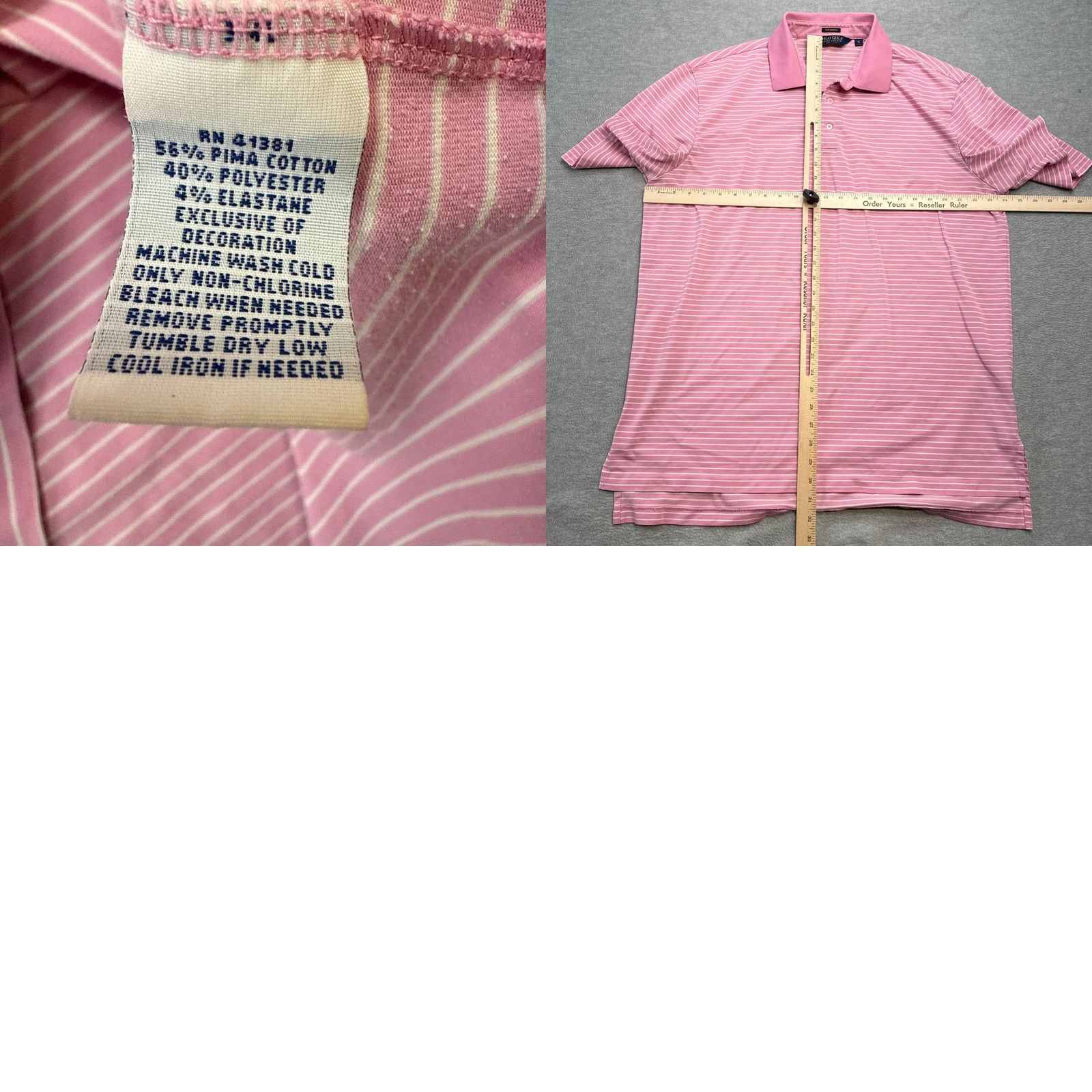 Ralph Lauren VINTAGE Polo Golf Shirt Mens XL Pink Striped Performance Pima Cotton Stretch Size US XL / EU 56 / 4 - 8 Thumbnail