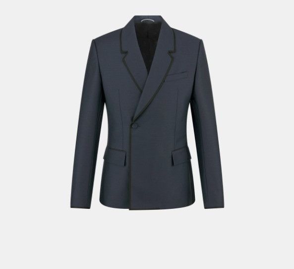 o1w1db11124 Wool Mohair Twill Oblique Jacket in Blue
