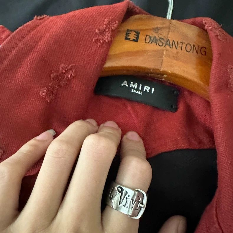 Amiri Amiri 15AW Red Suede Jacket Red Motorcycle Brush Destructio Size US S / EU 44-46 / 1 - 5 Thumbnail