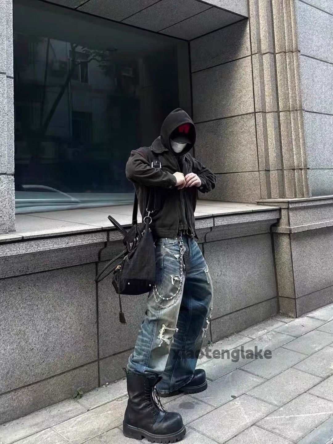 Vintage Custom washed faded loose baggy hiphop ripped jeans Size US 30 / EU 46 - 3 Thumbnail