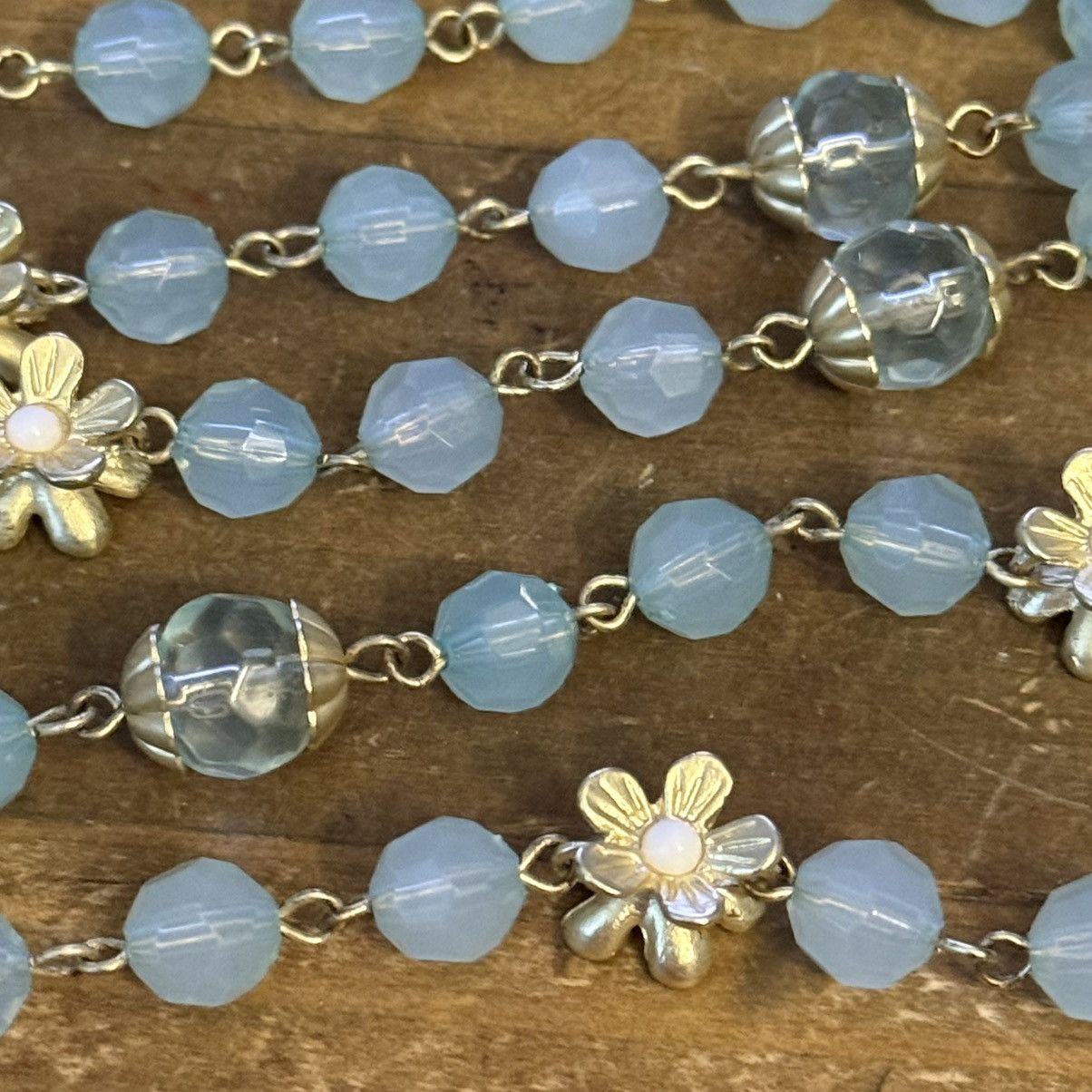 Other Light blue long bead chain and flowers necklace Size ONE SIZE - 5 Thumbnail