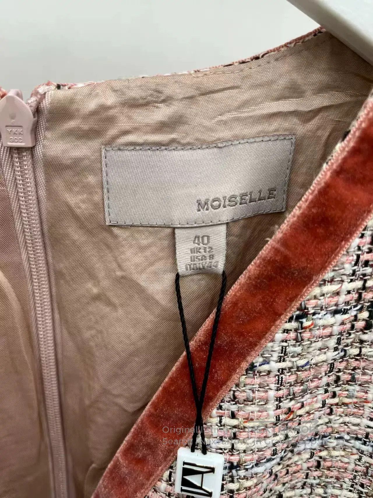 Japanese Brand MOISELLE Women's Tweed Dress with Velvet Accents. Size S / US 4 / IT 40 - 3 Thumbnail