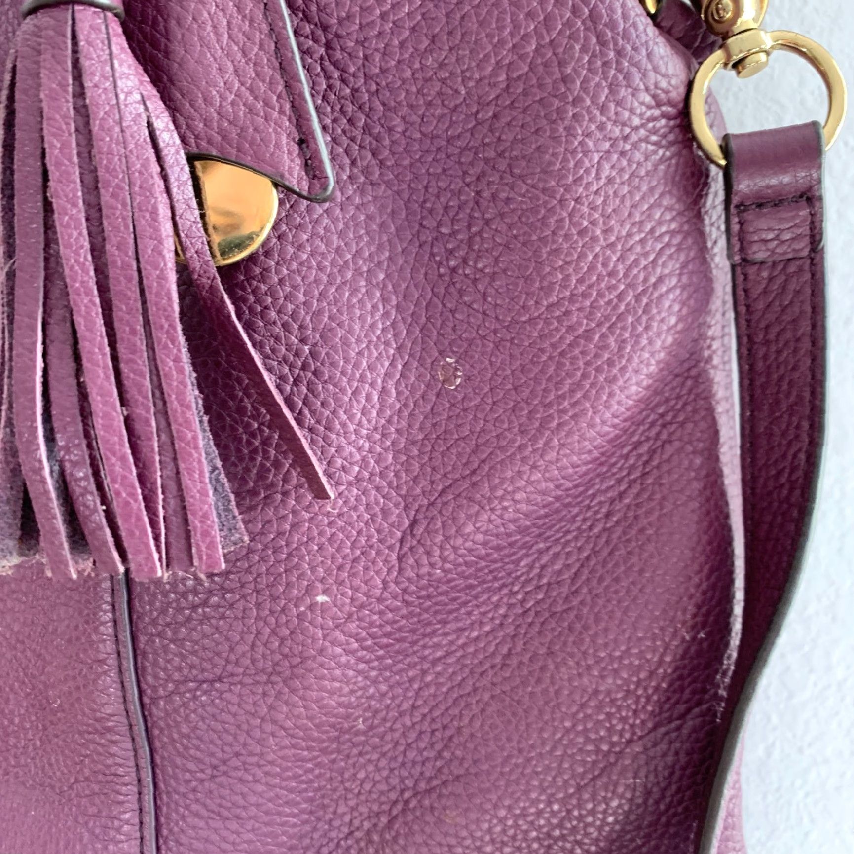 Vintage **G.I.L.I Purple Leather Crossbody Convertible Satchel Tassel** User: **G.I.L.I Purple Leather Convertible Crossbody Satchel Tassel** Size ONE SIZE - 4 Thumbnail