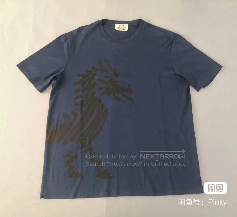 Hermes Hermes Men's short-sleeve T-shirt, dark blue, dragon print Size US L / EU 52-54 / 3 - 1 Thumbnail
