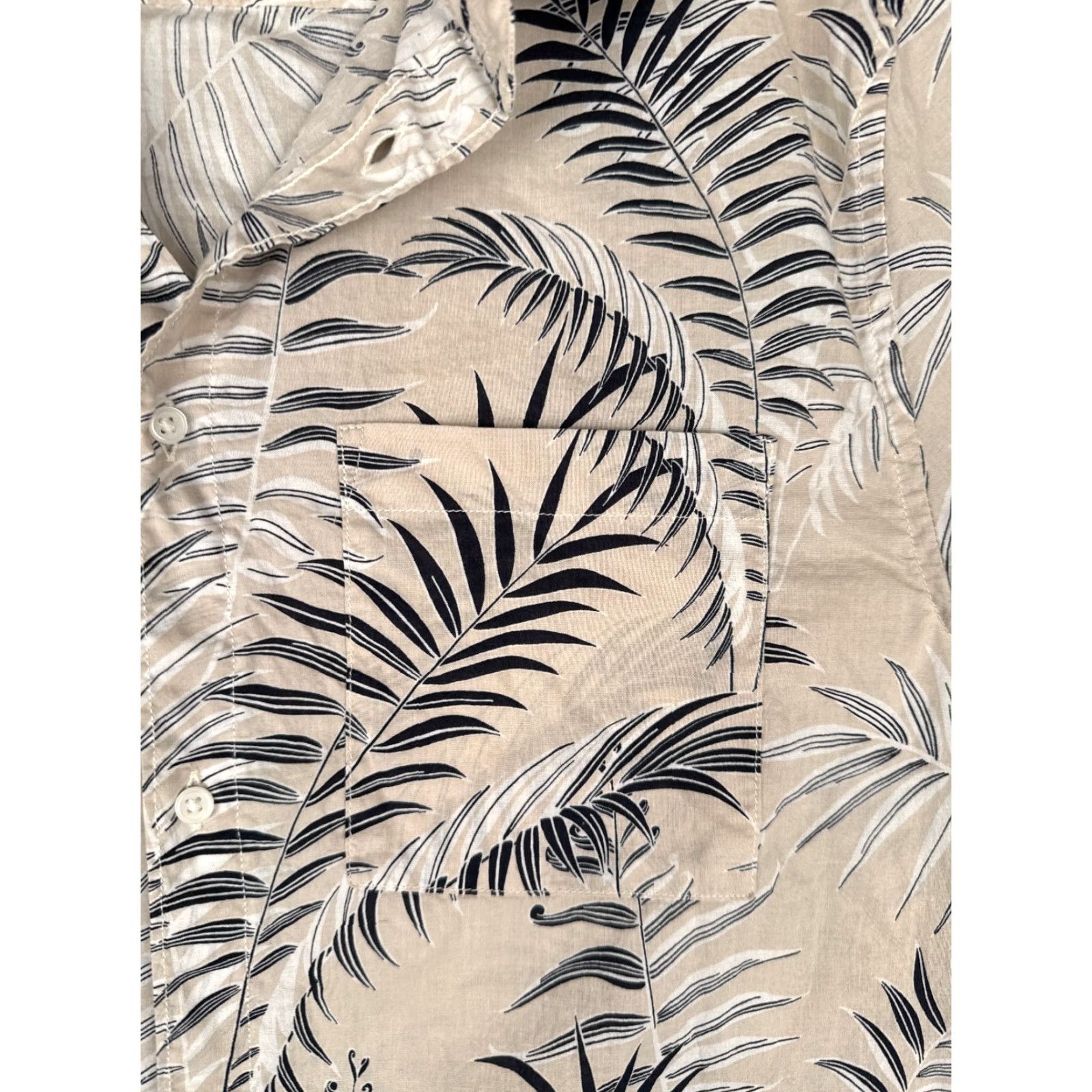 H&M H&M Shirt Adult Medium Beige Floral Leaf Button Up 100% Cotton Pocket Hawaiian Mens Size US M / EU 48-50 / 2 - 6 Thumbnail