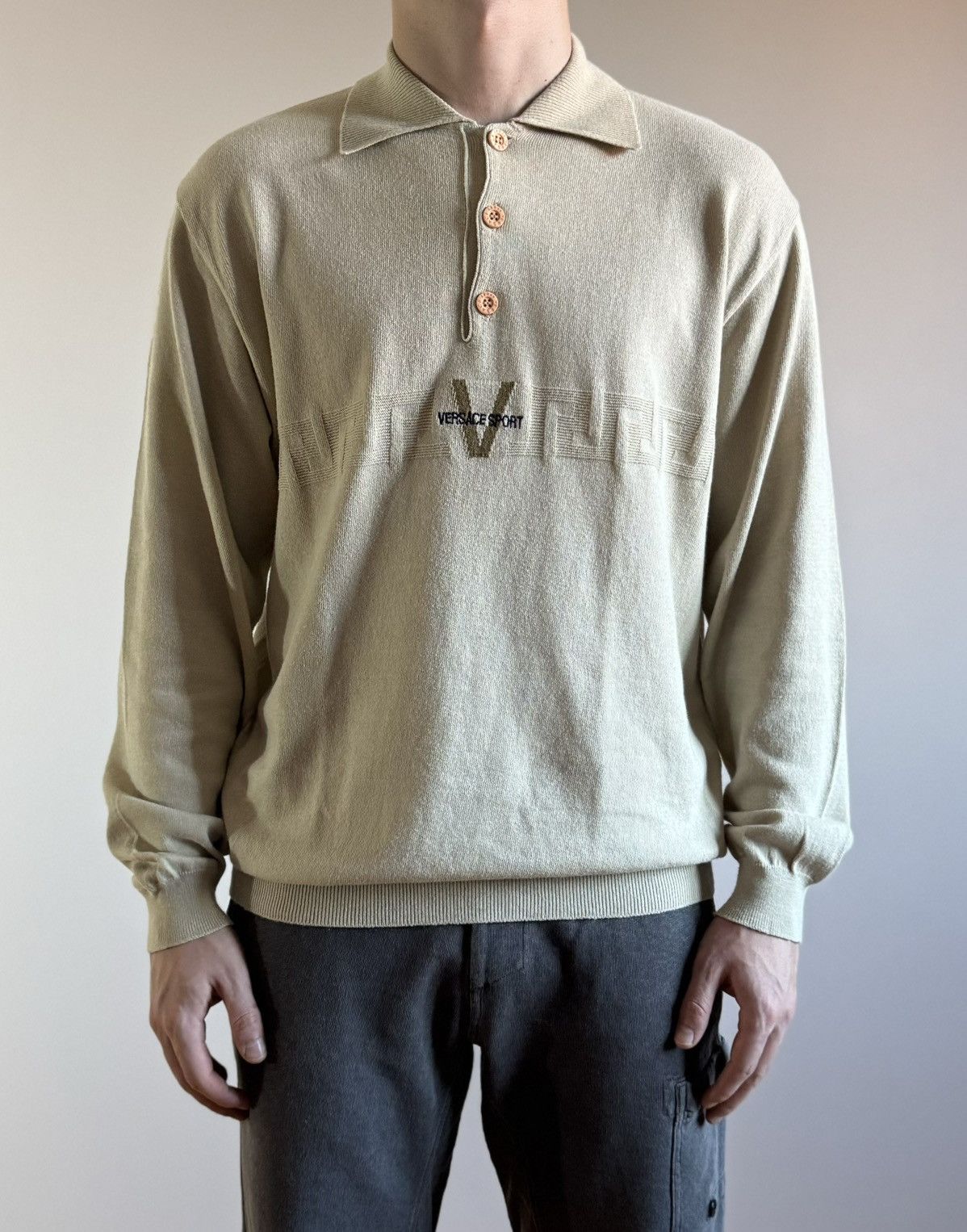 Vintage Versace Sport Cotton Polo Sweater 50