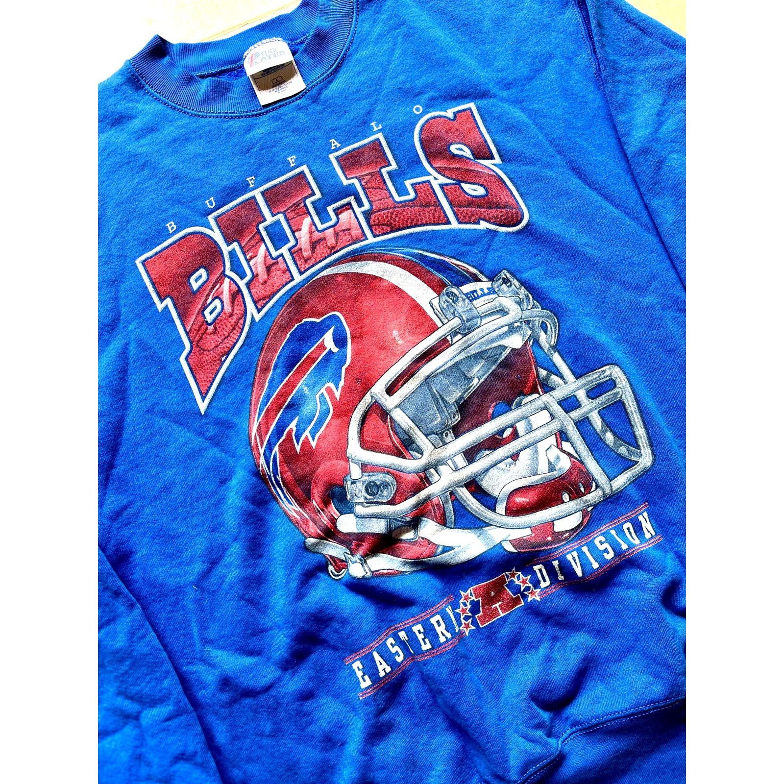 Vintage Buffalo Bills Helmet logo Super Bowl Crewneck Sweatshirt 90s XL White discount T