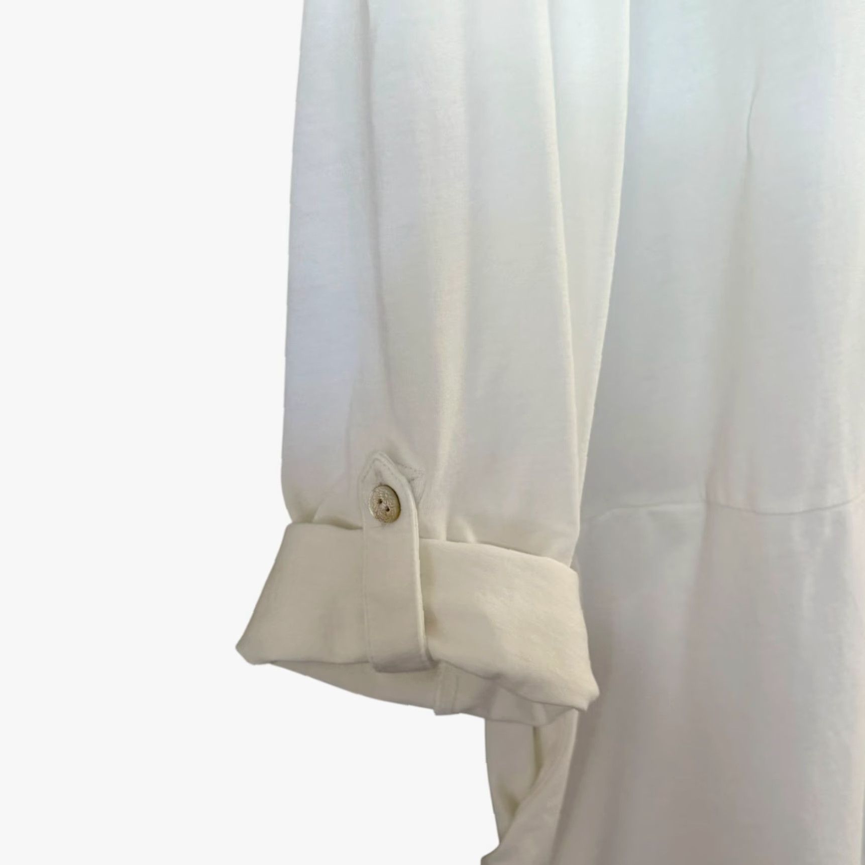 J. Jill J.Jill Pima Cotton Button-Up Tunic Shirt White Women's XL Long Sleeve Roll-Tab Casual Size XL / US 12-14 / IT 48-50 - 7 Thumbnail