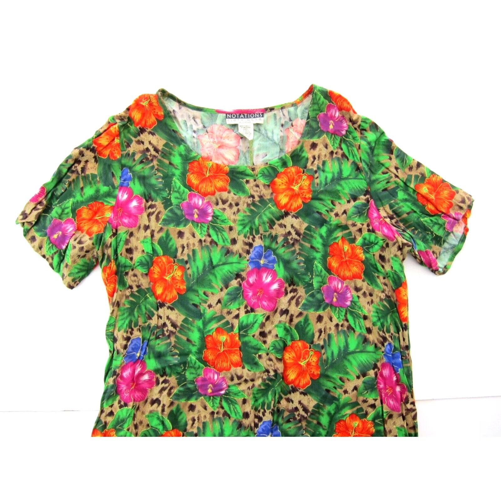 Vintage VTG Notations Clothing Co. Green Floral Rayon Short Sleeve Sun Dress 1X Size 40" / US 18 - 3 Thumbnail