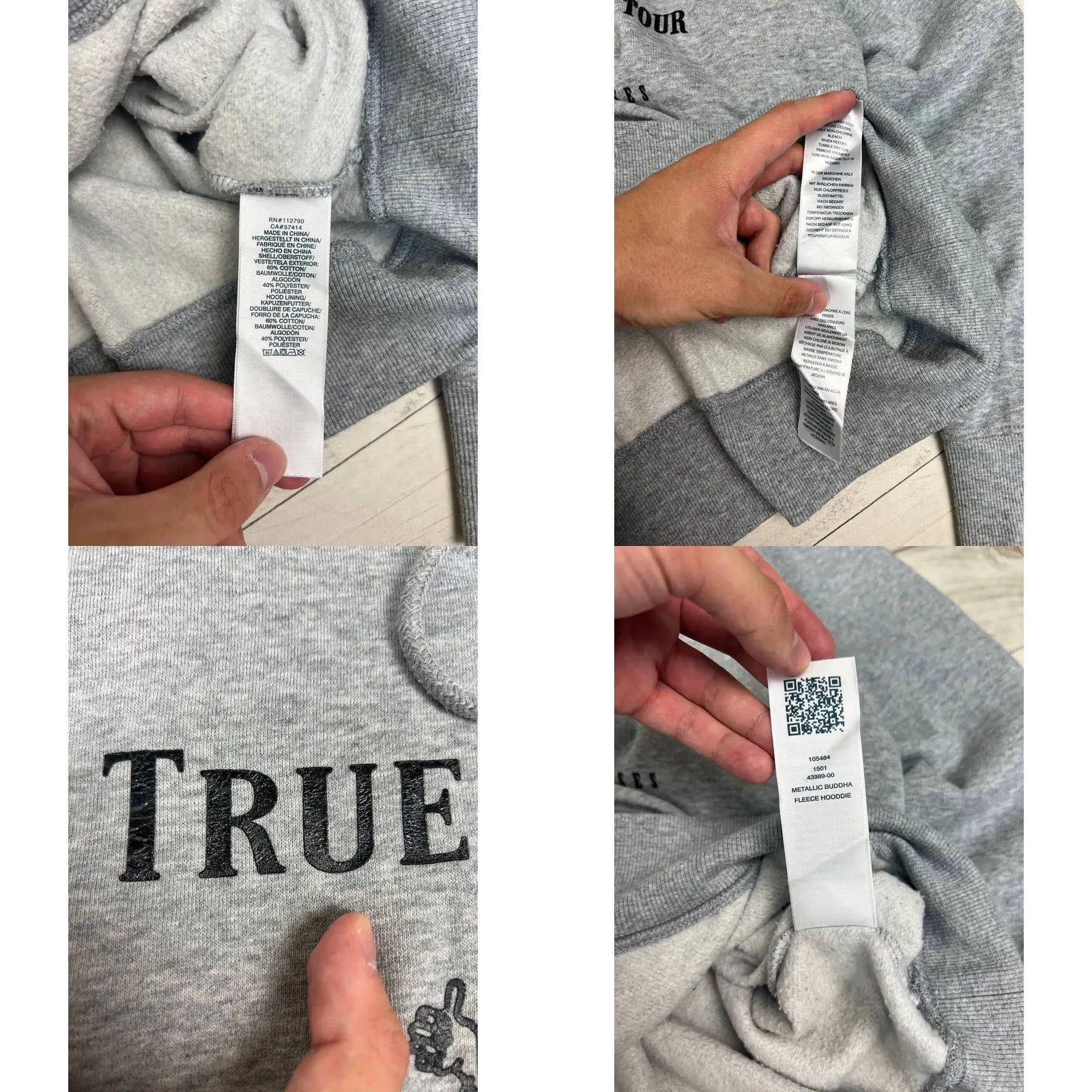True Religion True Religion METALLIC BUDDHA FLEECE HOODIE Men M Gray Size US M / EU 48-50 / 2 - 8 Thumbnail