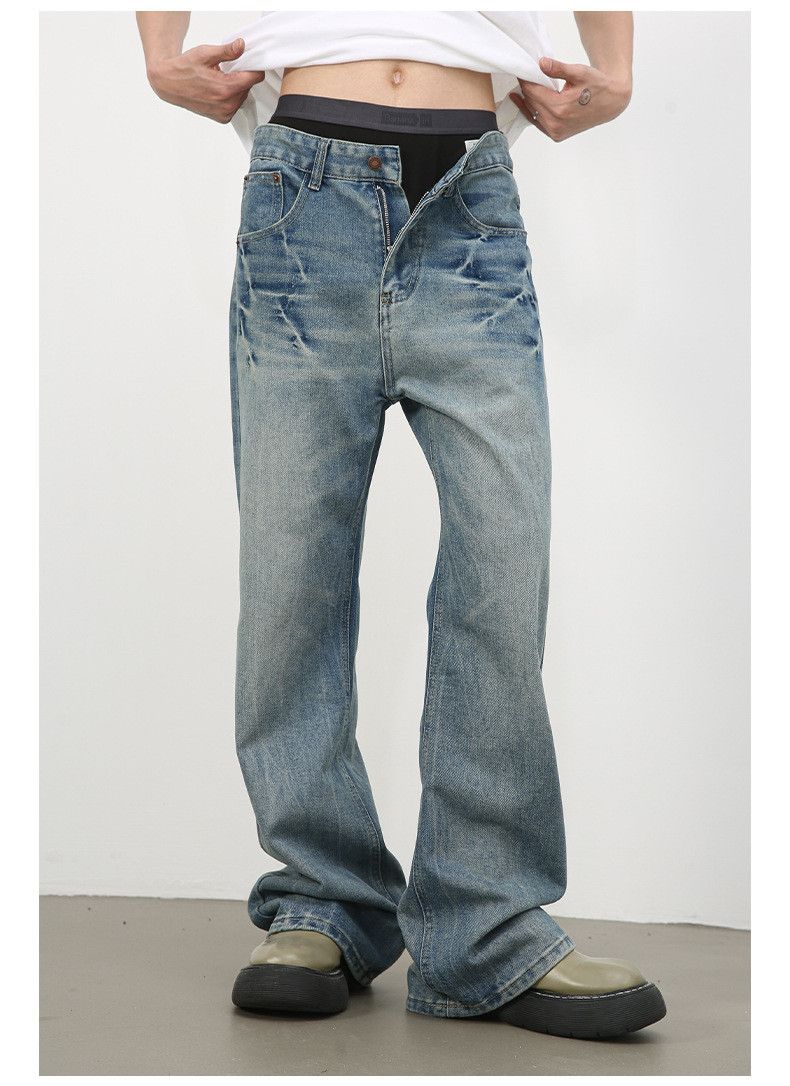 Japanese Brand × Jean American high street lightning crack washed jeans for men Size US 34 / EU 50 - 3 Thumbnail