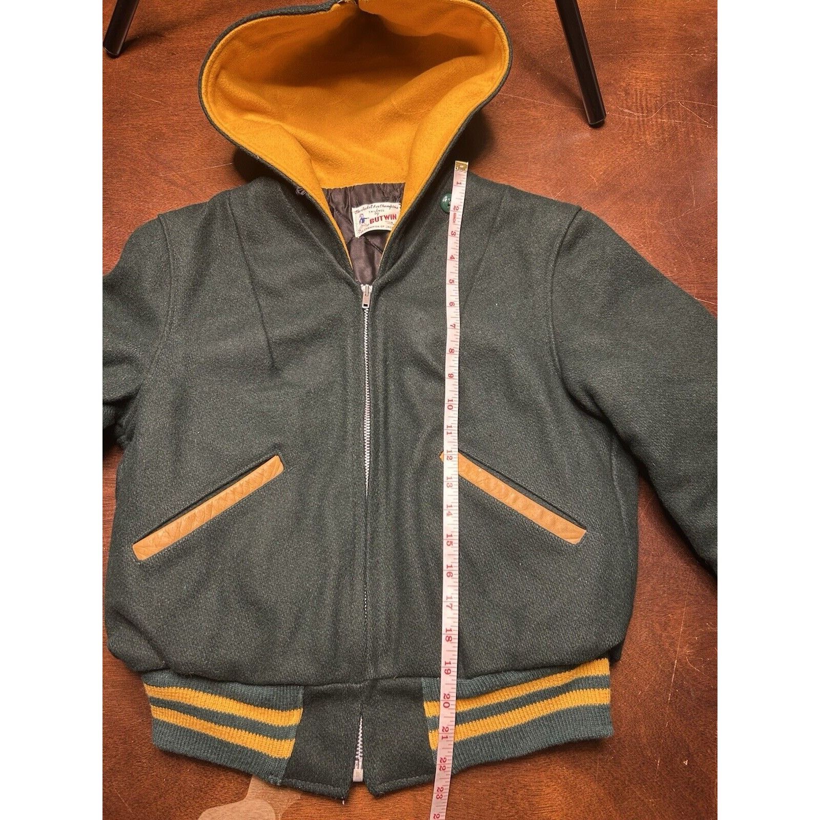 Vintage 1960s Butwin Talon Zipper Hooded Letterman Varsity Jacket Size US XS / EU 42 / 0 - 6 Thumbnail