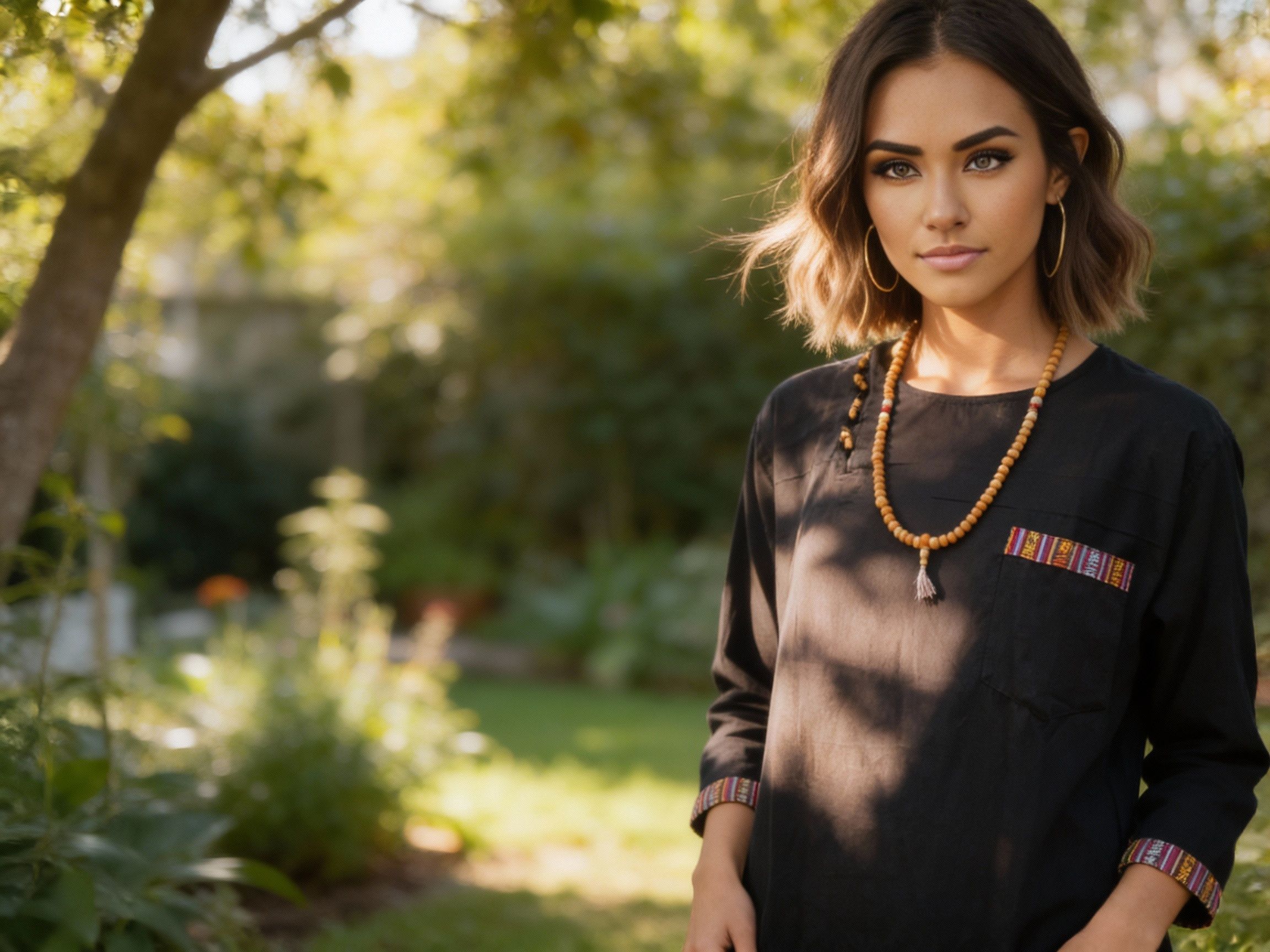 Other Cotton Long-Sleeve Round Neck Tunic - Solid - Black - New: M Size US M / EU 48-50 / 2 - 1 Thumbnail