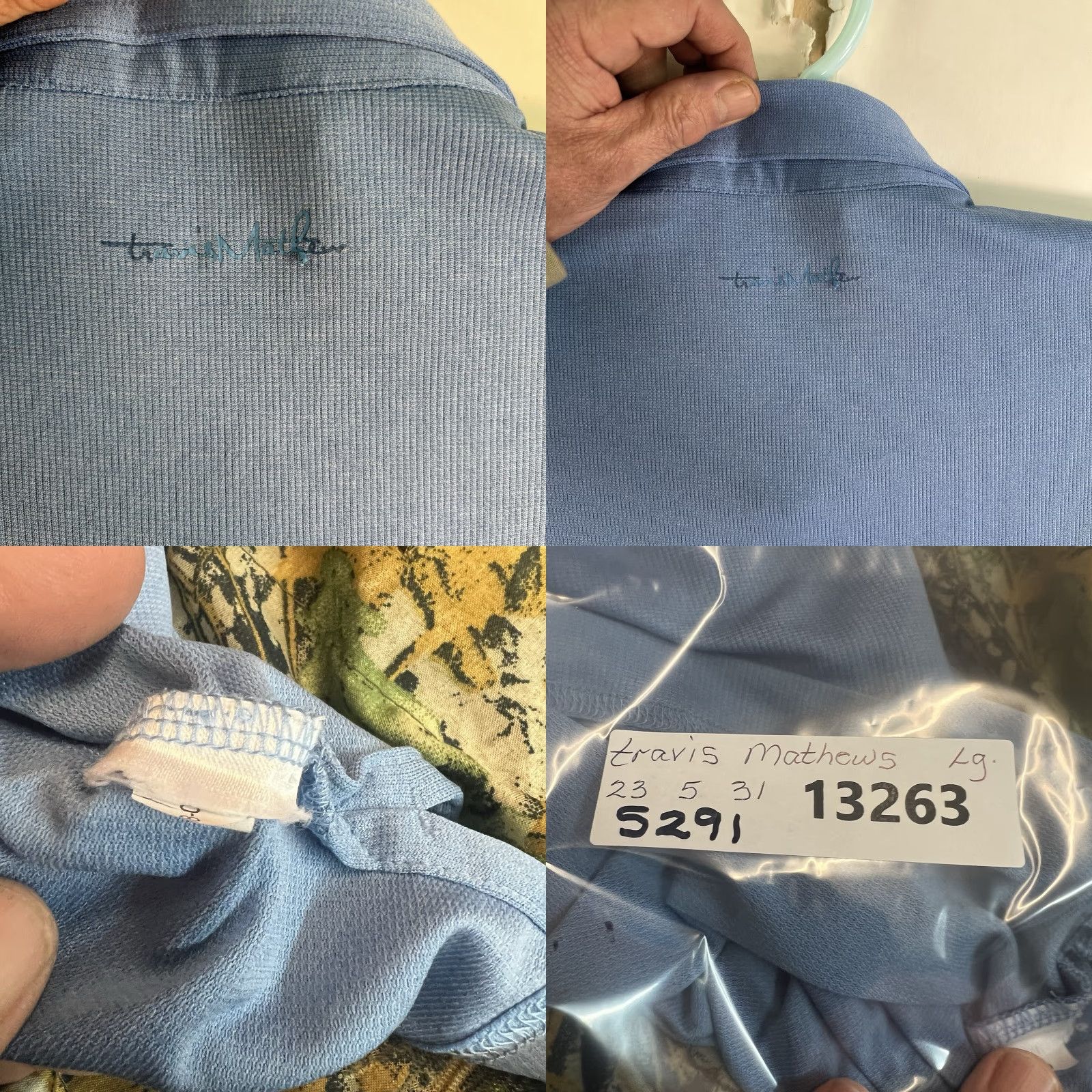 TravisMathew Travis Mathew Golf Polo Shirt Mens L Blue Textured Polo Shirt Short Sleeve Regular Fit Cotton Polyester Knit Breathable All Seasons Size US L / EU 52-54 / 3 - 8 Thumbnail