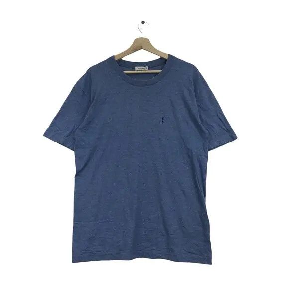 Yves Saint Laurent Vtg YSL Yves SAINT LAURENT Paris Blue Tee Shirt Pour Homme Size US M / EU 48-50 / 2 - 1 Thumbnail