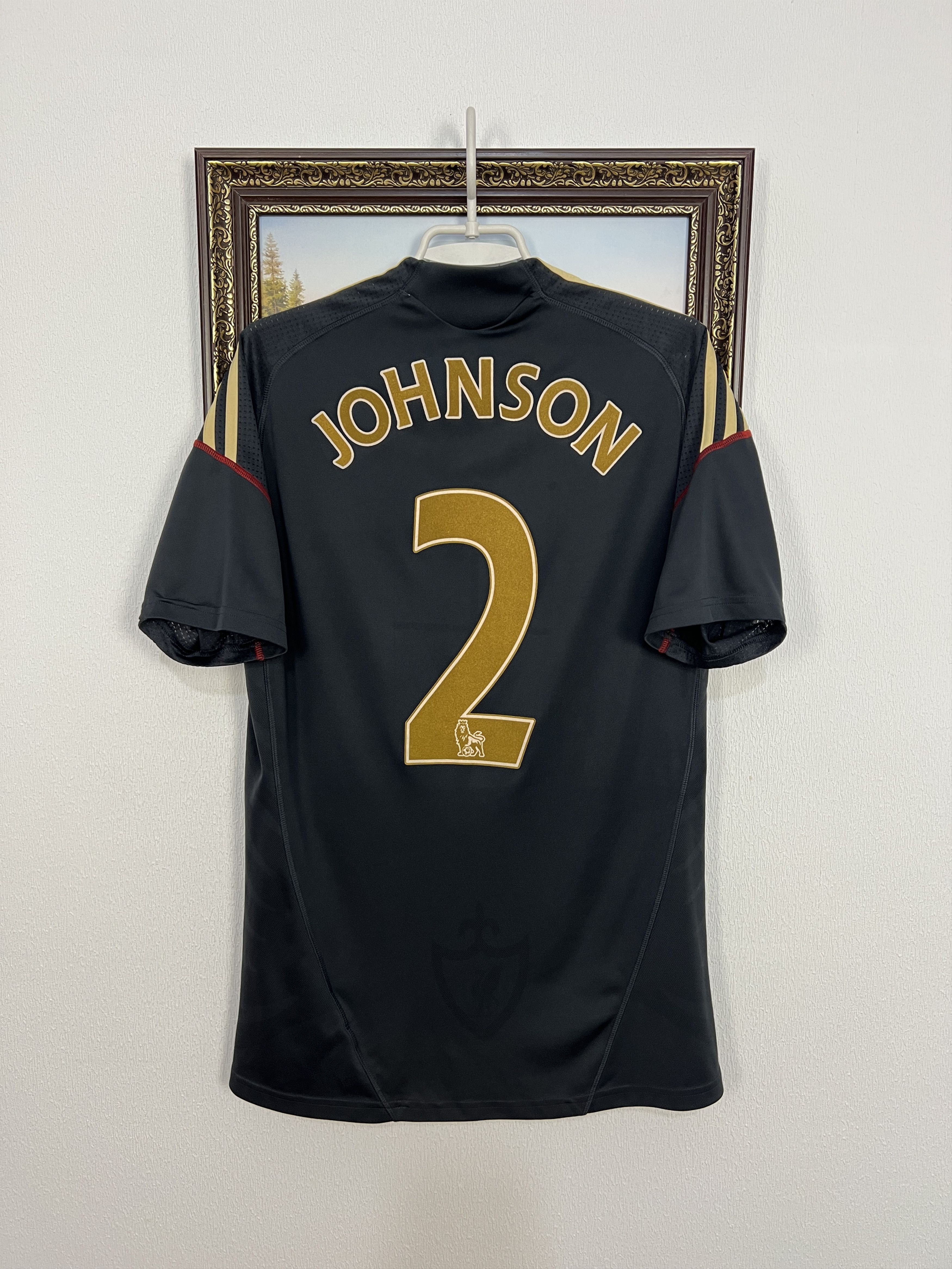 Liverpool Away football shirt 2009 Soccer #2 Johnson Adidas