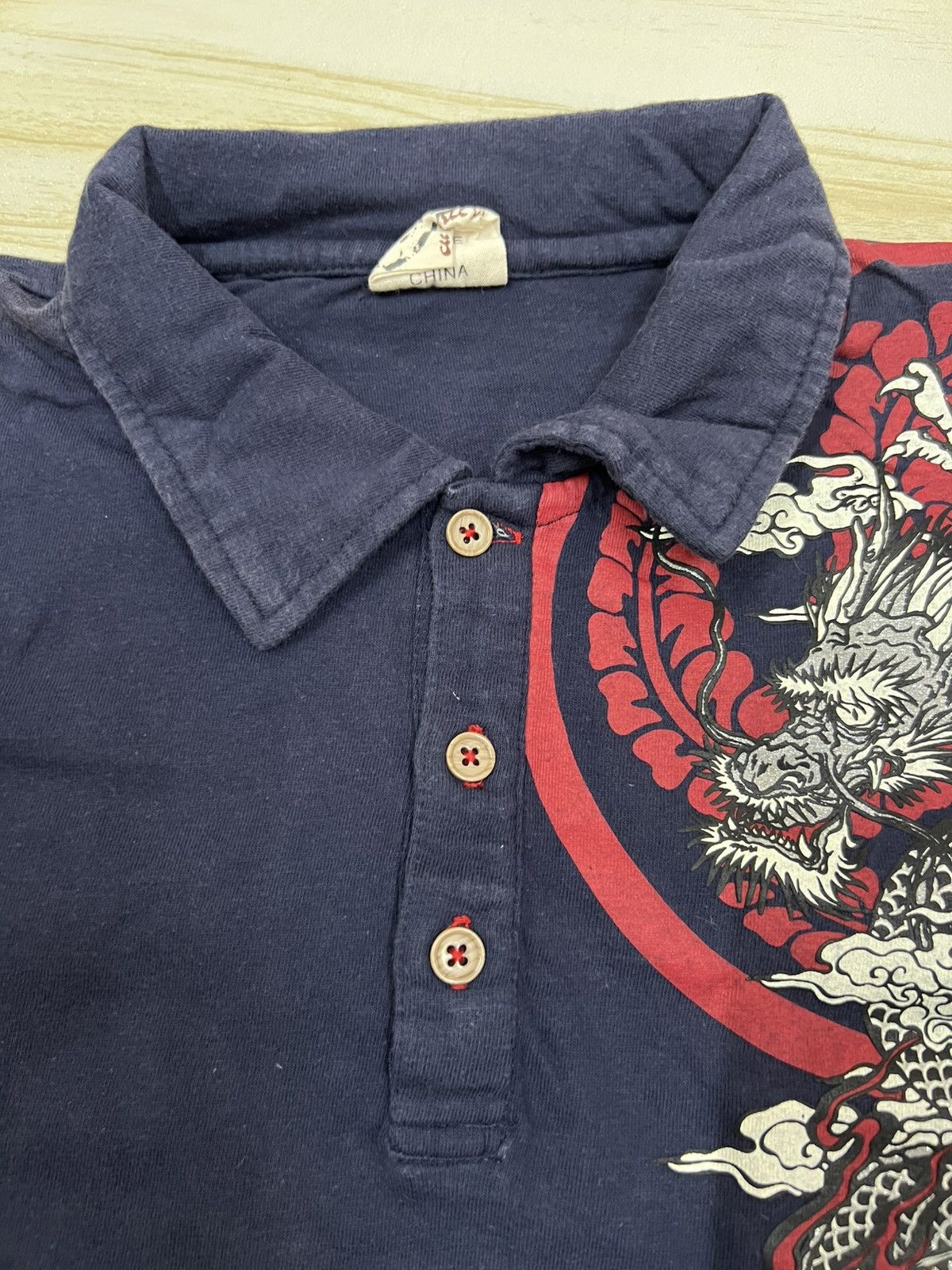 Other Dragon Red Circular Pattern Floral Motif Art Polo Shirt Size US M / EU 48-50 / 2 - 4 Thumbnail