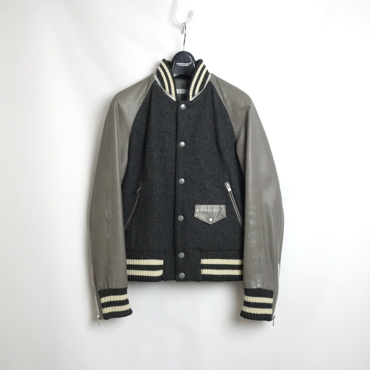 Number (N)ine AW08 Leather Sleeve Wool Varsity Jacket | Grailed