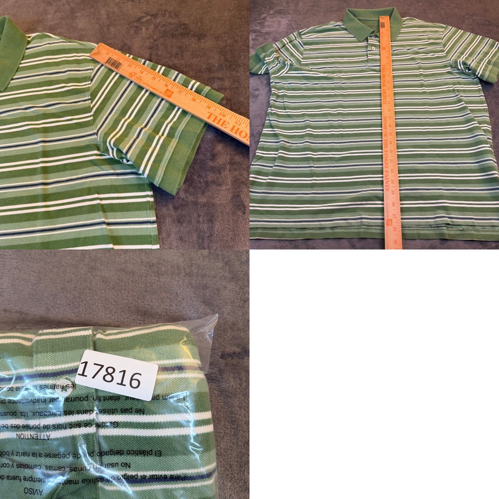 Eddie Bauer Eddie Bauer Polo Shirt Mens XL Green Striped Short Sleeve Cotton Pique Shirt Size US XL / EU 56 / 4 - 8 Thumbnail