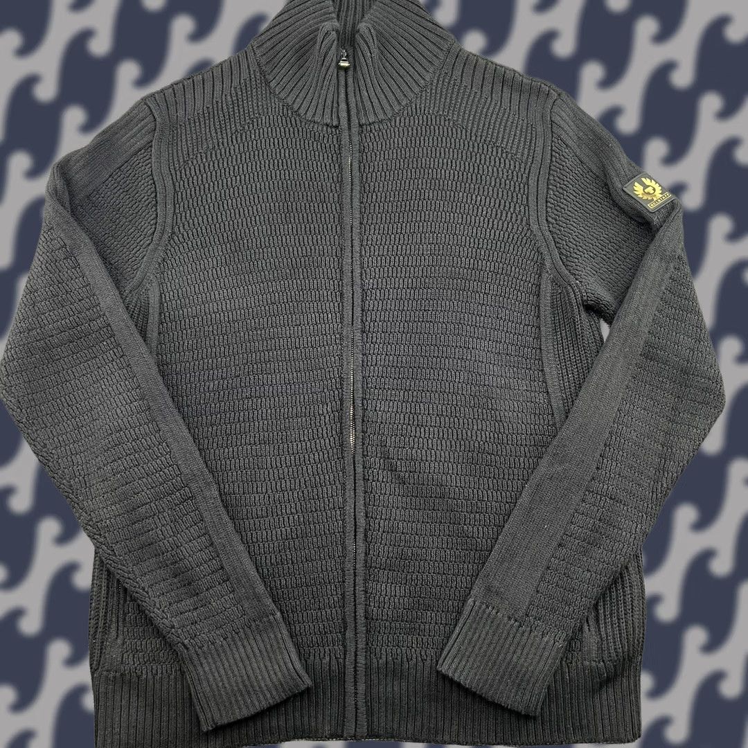 Belstaff Belstaff Mens XL Black Knit Full Zip Up Cardigan Turtleneck Cotton Sweater Pullover Regular Fit Shirt? Size US XL / EU 56 / 4 - 1 Thumbnail