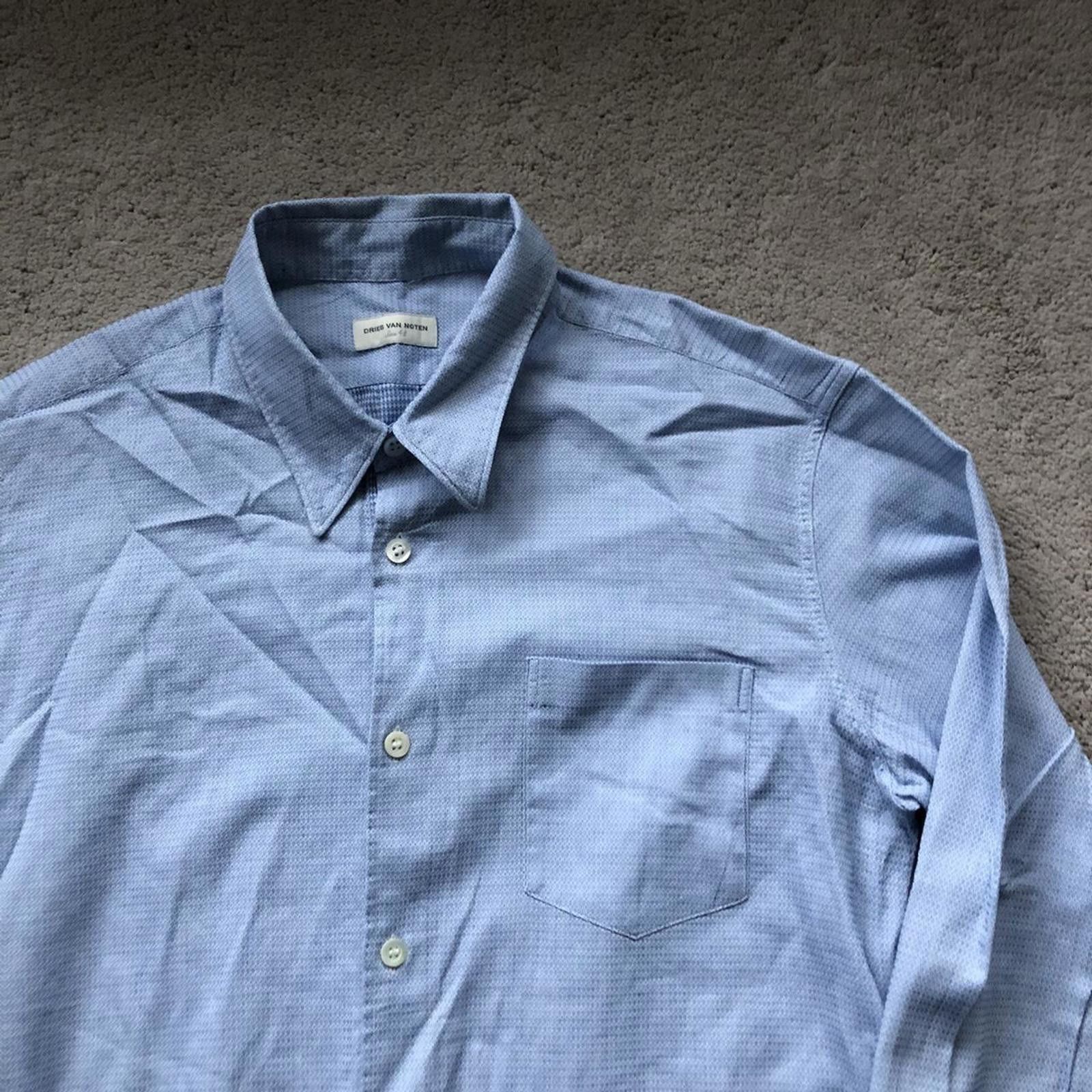 Dries Van Noten Dries Van Noten Blue Patterned Button Up Shirt Size US M / EU 48-50 / 2 - 2 Thumbnail