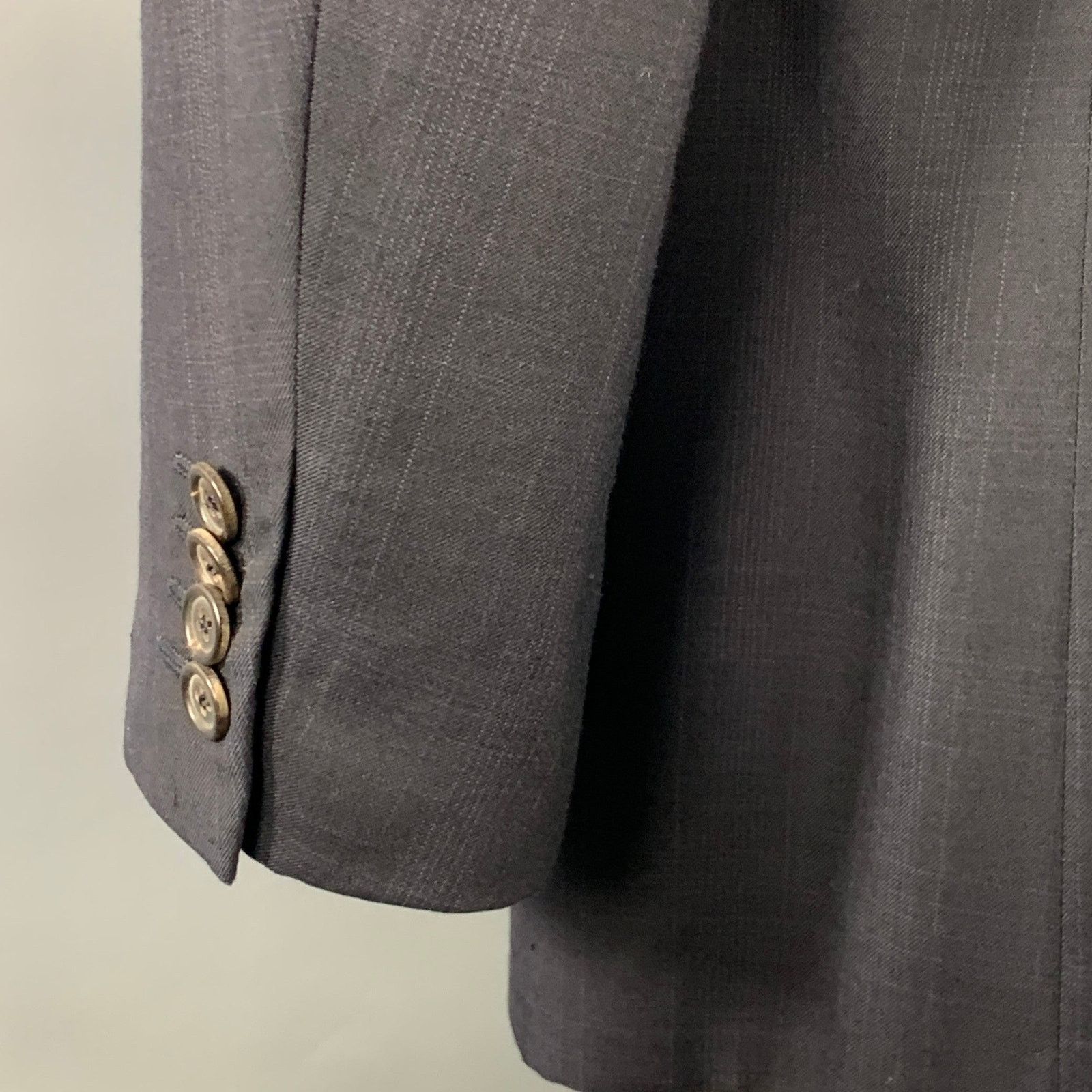 Prada Navy Charcoal Plaid Wool Single Breasted Notch Lapel Size 42R - 5 Thumbnail